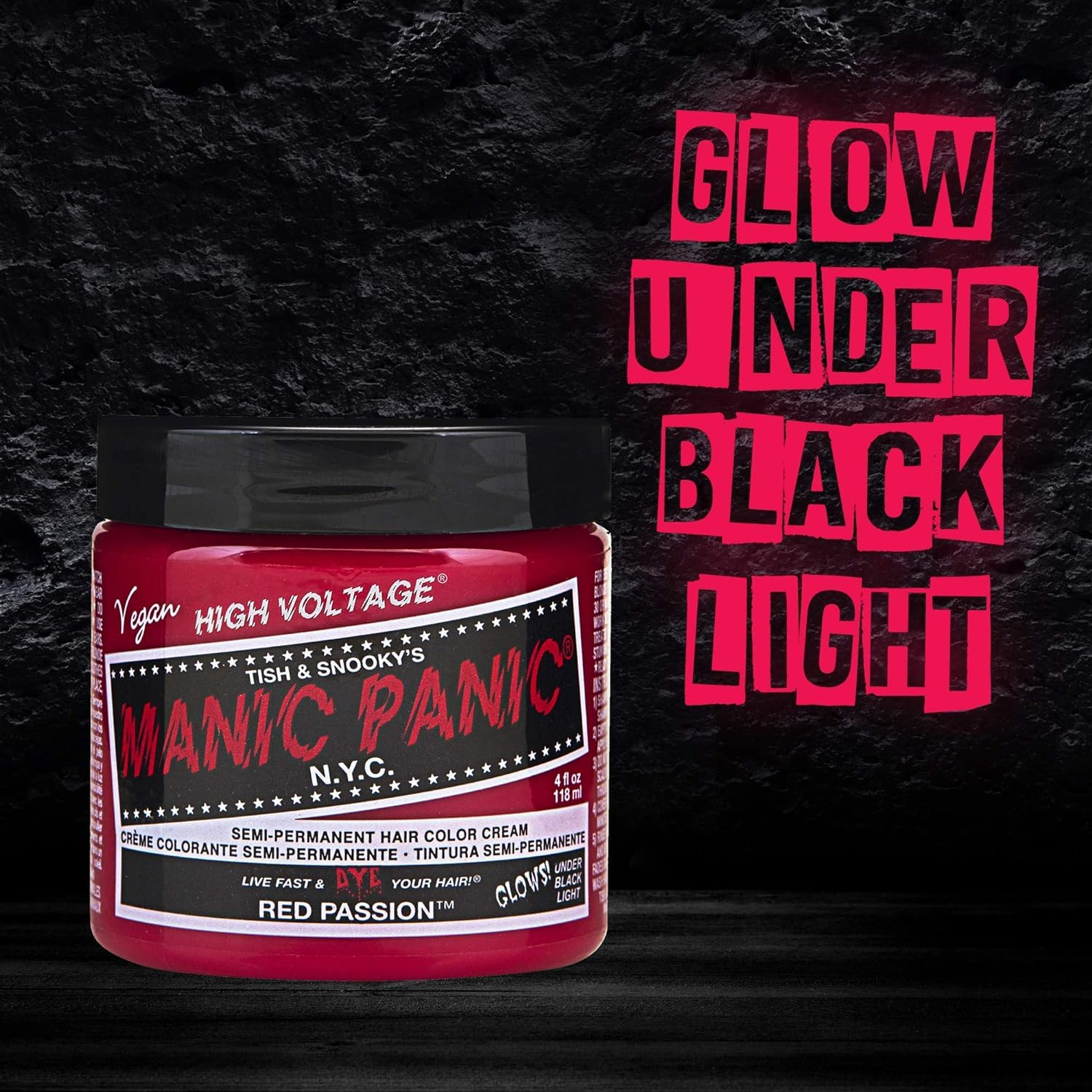 MANIC PANIC Red Passion Hair Dye &ndash; Classic High Voltage - Semi Permanent Hair Color - Glows in Blacklight - Medium Strawberry Red Shade with Pink Tint - Vegan, PPD & Ammonia Free - for Coloring Hair image number 3