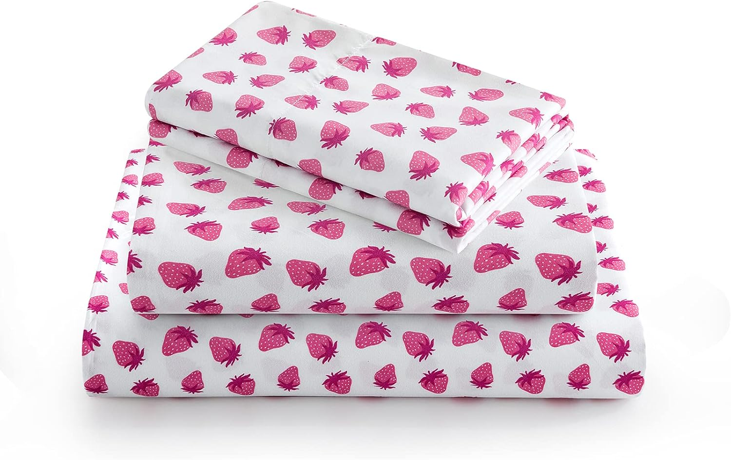 Vonty Kids Twin Sheet Set Strawberry Brushed Microfiber Bed Sheet for Boys & Girls, Ultra Soft & Easy to Wash (1 Fitted Sheet + 1 Flat Sheet + 1 Pillowcase) image number 7