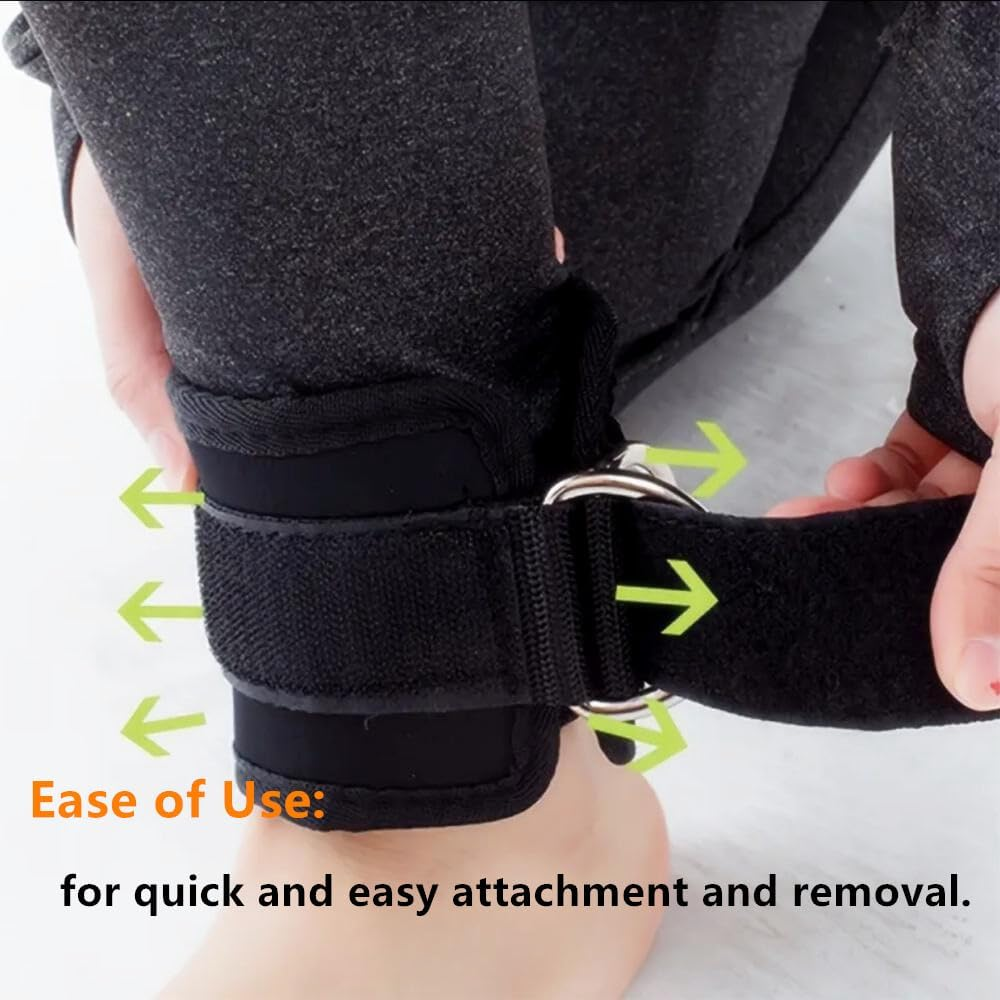 2 Packs Ankle Strap Adjustable Comfort Neoprene and Double D Ring, Ankle Strap Gym Cable Attachment for Gluteal Exercises, Leg Extensions, Curls, and Hip Abduction for Men and Women -(Black) image number 6
