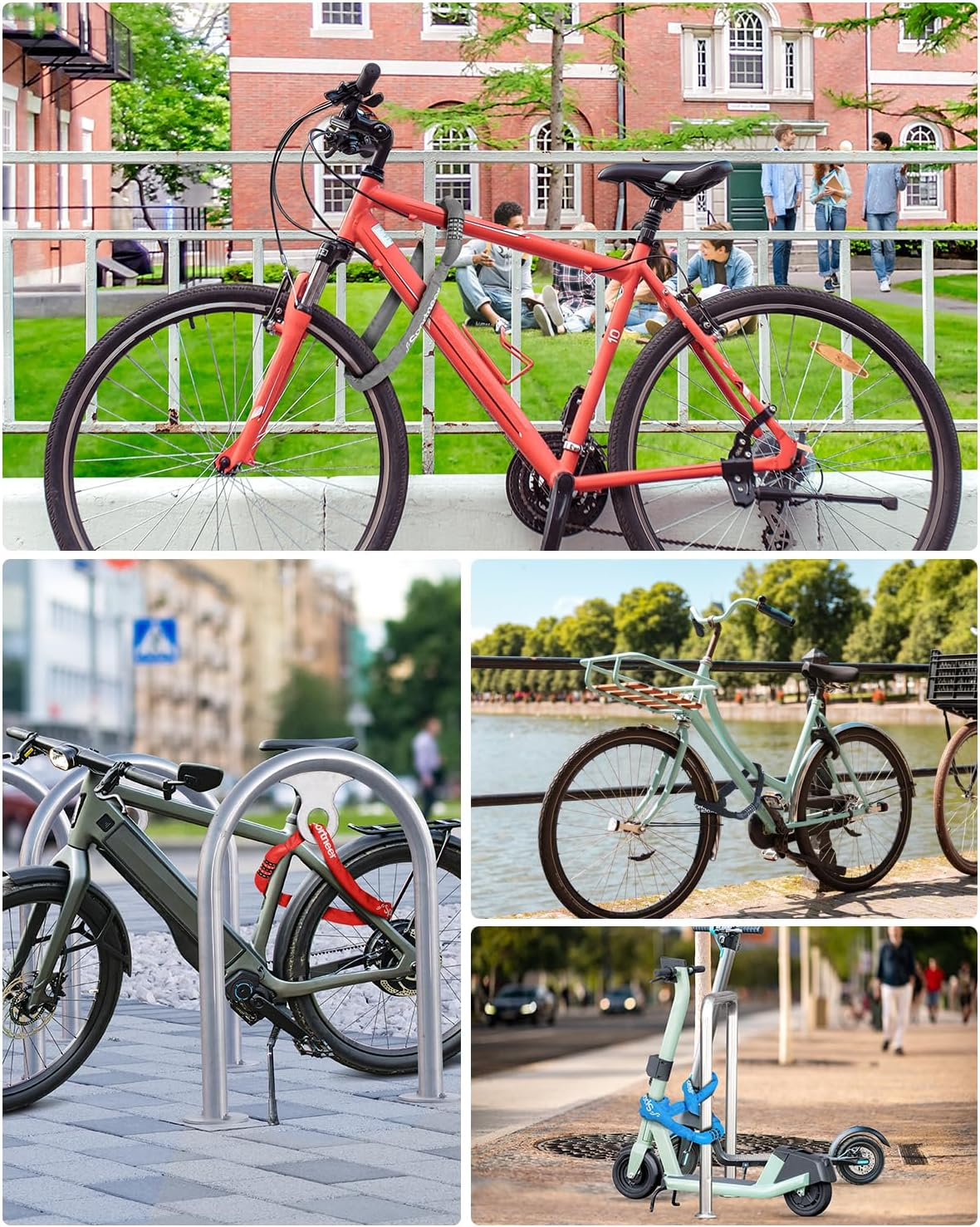 Sportneer Bike Lock: 1.1M Long 6Mm Thick - 5 Digit Combination High Security anti Theft Bike Chain Lock - Heavy Duty Bicycle Lock for Bike Motorcycle Scooter image number 1