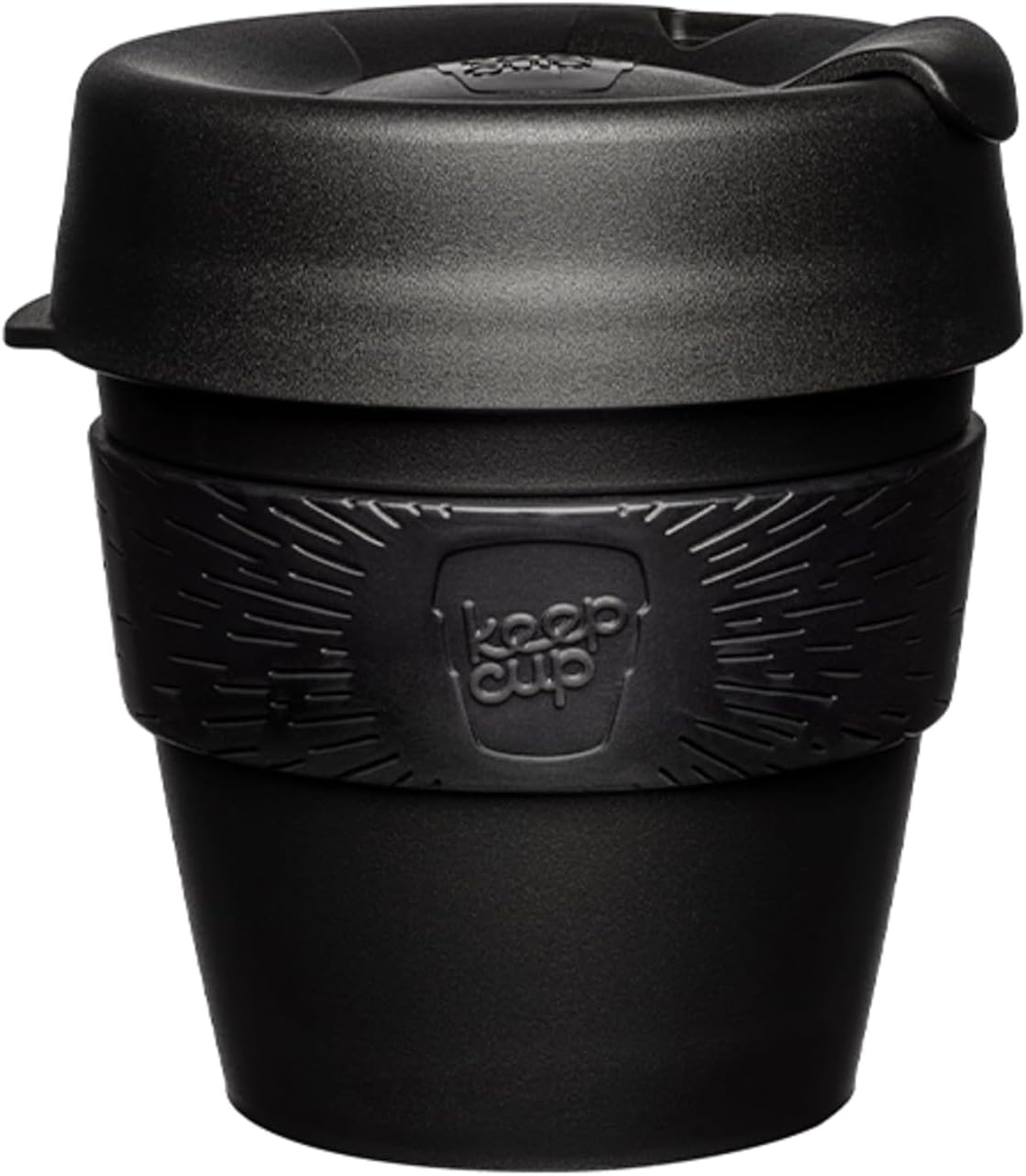 Keepcup Original, Lightweight Plastic Reusable Coffee Cup with Splashproof Sipper Lid - 8Oz/227Ml - Black