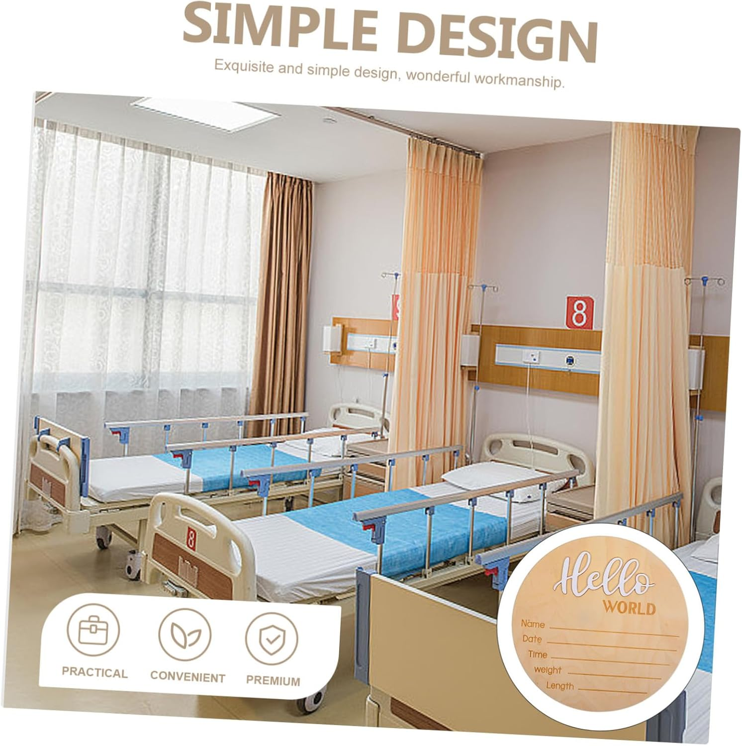 HANABASS Wooden Newborn Name Birth Announcement Sign Baby Photography Prop round Hospital Infant Announcement Display image number 3