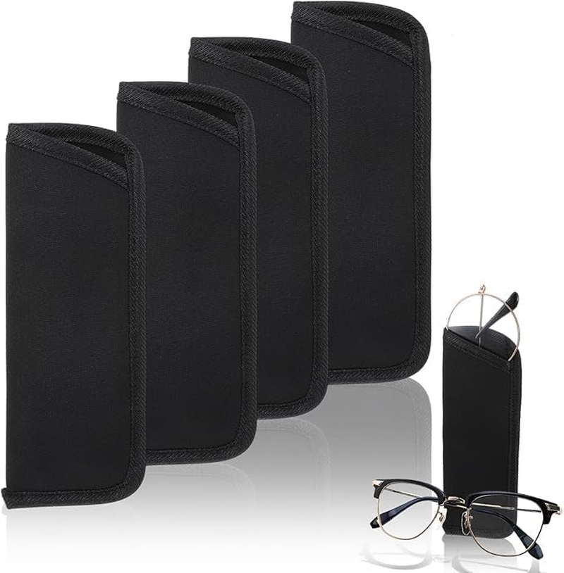 Soft Eyeglass Case 4 Pack Black Storage Glasses Pouch Holder, Fabric Spectacle Pouch Slip-In Eyeglass Pouch Travel Sunglasses Case Slip in Glasses Sleeve for Men & Women image number 2