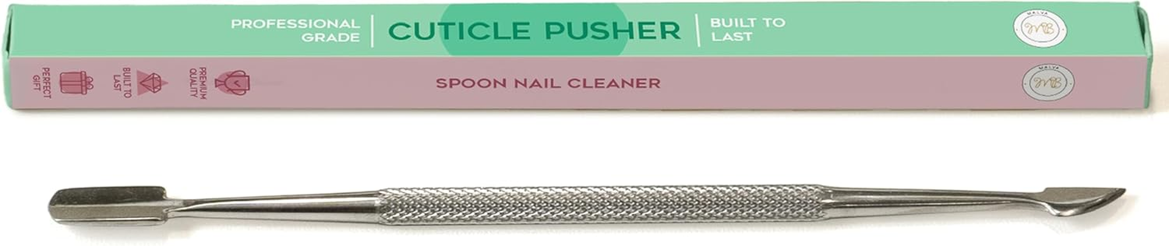 Malva Belle Cuticle Pusher & Spoon Nail Cleaner - Cuticle Remover & under Nail Cleaner Tool - Stainless Steel Cuticle Pusher Tool - Nail Cleaner - for Women - Cuticle Care Kit