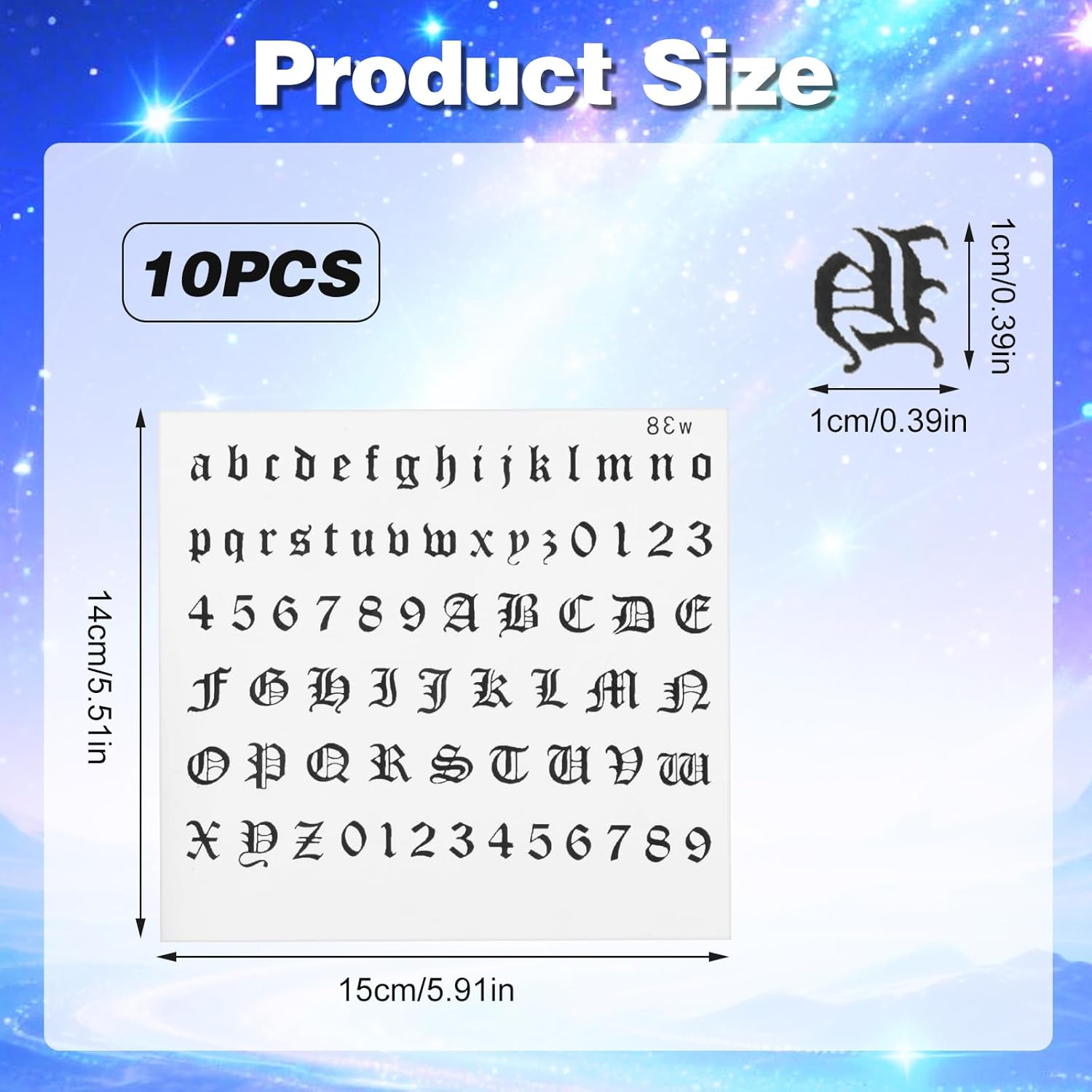 10 Sheets Letter Temporary Tattoos, Gothic Alphabet Tattoos Numbers Fake Finger Stickers, Customizable Fake Letters, Dates for Hand, Neck, Knuckles & Arm, Realistic Long-Lasting Black Ink image number 2