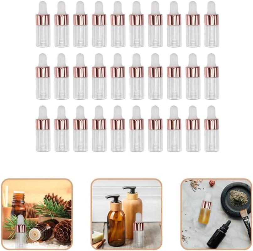 ULTECHNOVO 50Pcs Essential Oil Bottle 5Ml Dropper Bottles Glass Bottles with Droppers Glass Bottle with Dropper Glass Container with Lid Carafe with Lids Mini Travel Chemicals Soda Lime Glass image number 4
