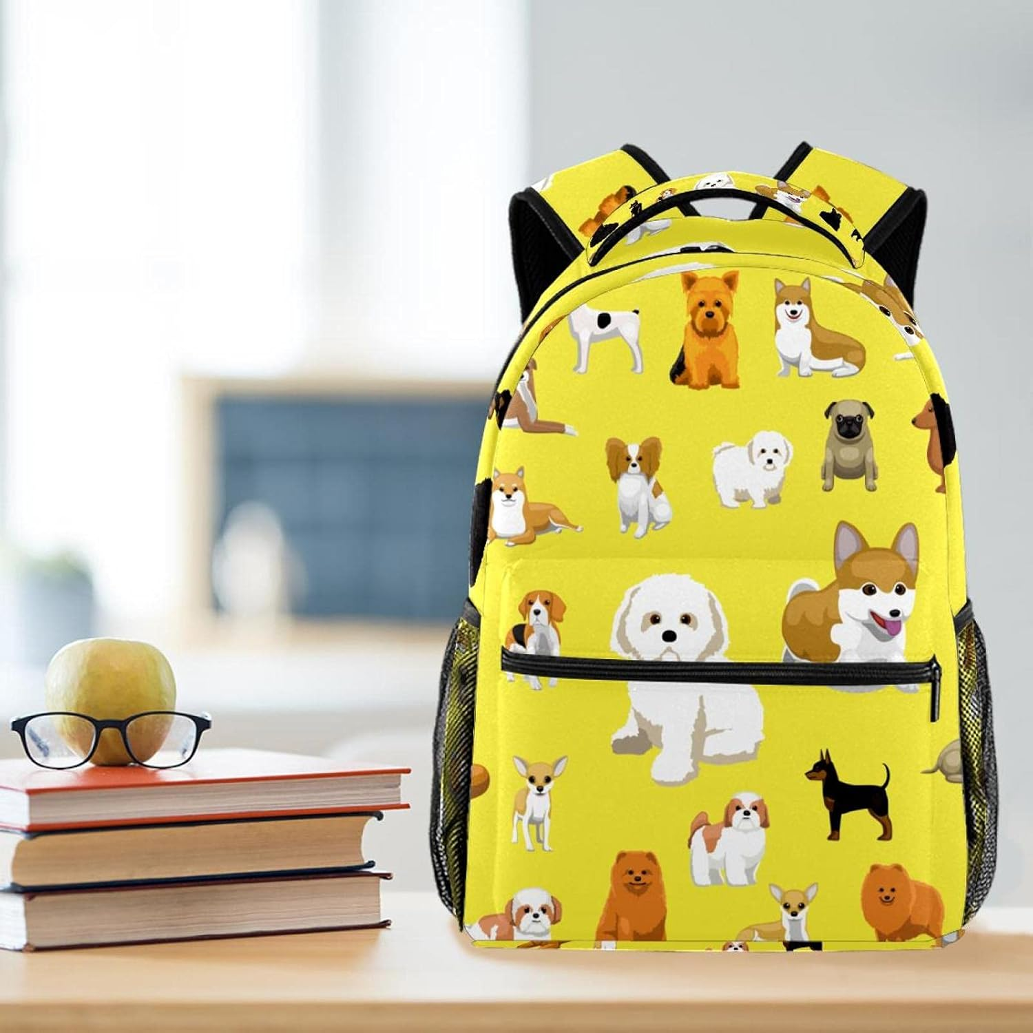 Various Small Dog Breeds Poses Backpack Students Shoulder Bags Travel Bag College School Tote Backpacks image number 5