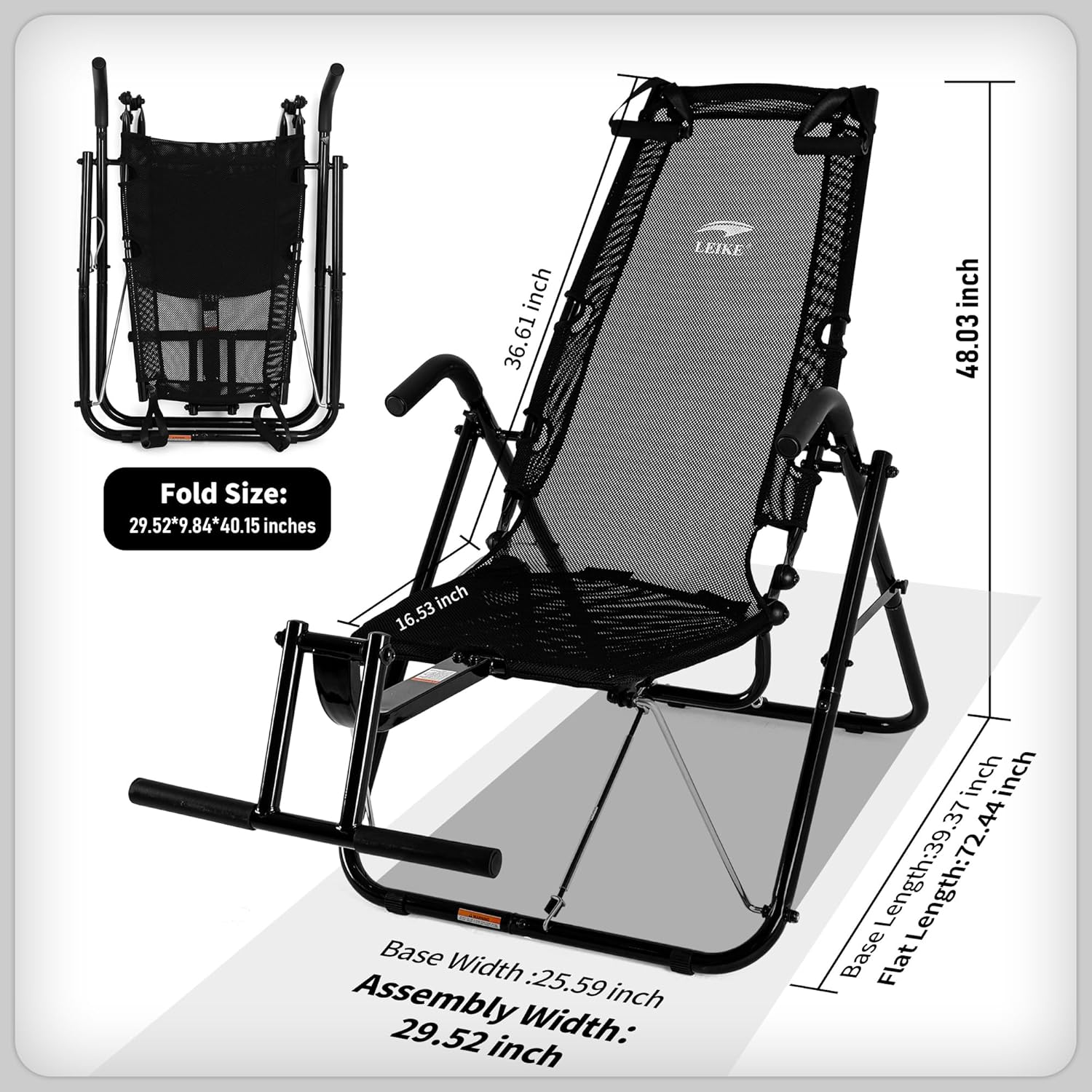 Leikefitness Ab Exercise Chair Core Strengthening Lightweight Foldable Sport Abdominal Exerciser Strength Training Inversion Equipment (Black) image number 2
