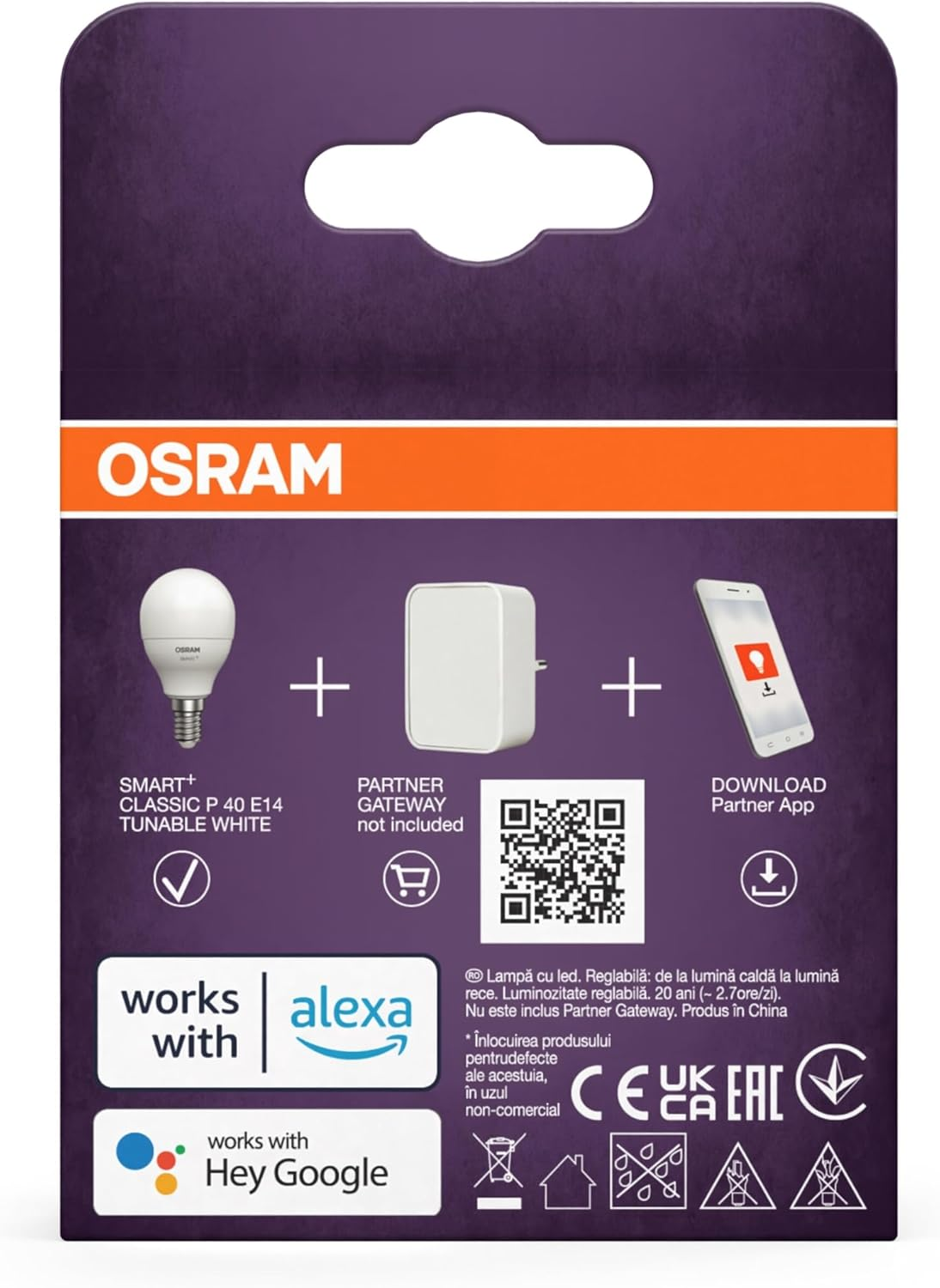 OSRAM Smart Zigbee Classic Mini Ball LED Lamp, P40 TW Dimmable 4.9W Frosted E14, Classic Mini Ball Lamp in White, IP20 Protection, for Home and Commercial Use image number 2