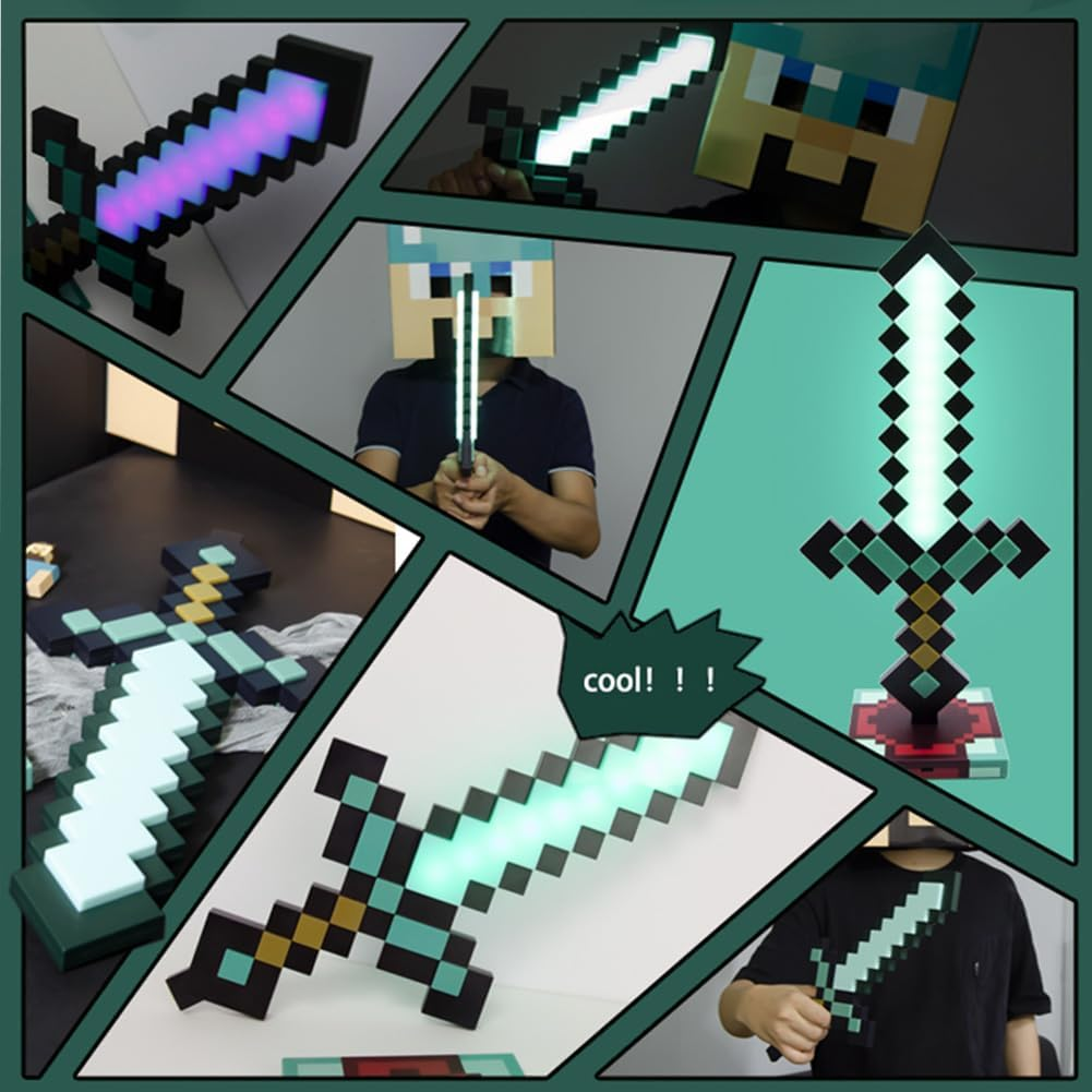 OVLENG Carft Diamond Sword Lamp - Night Lamp for Gaming Desk or Nightstand, 7 Adjustable Color Modes, Works with USB-C image number 4