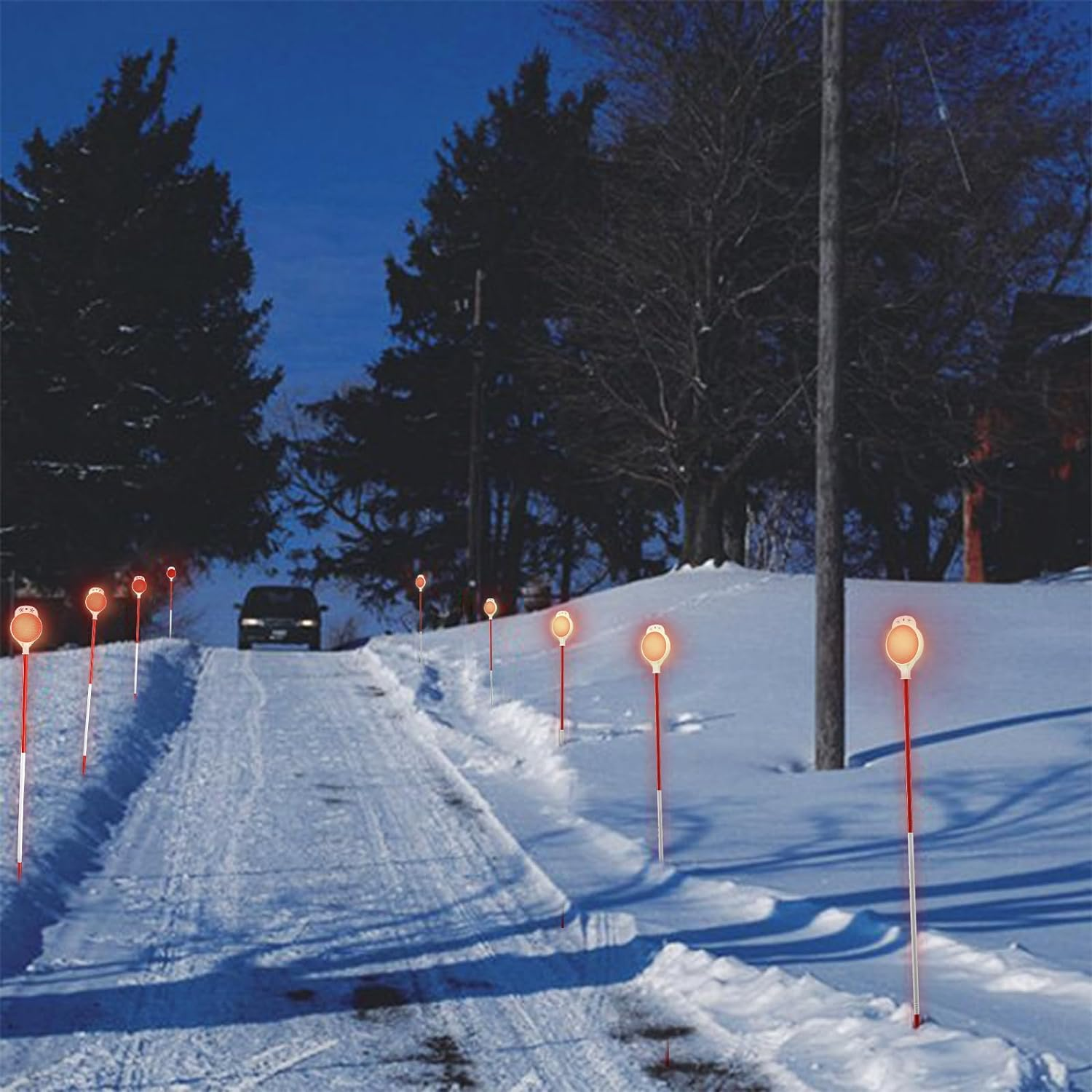 Reflective Driveway Markers - 50&rdquo;High Visiblility Driveway Reflectors Double Sided with Red & White Extra Thick Stainless Steel Pole - Rustproof for Road,Property Line,Yard,Snow Plowing - 8 Pack image number 4