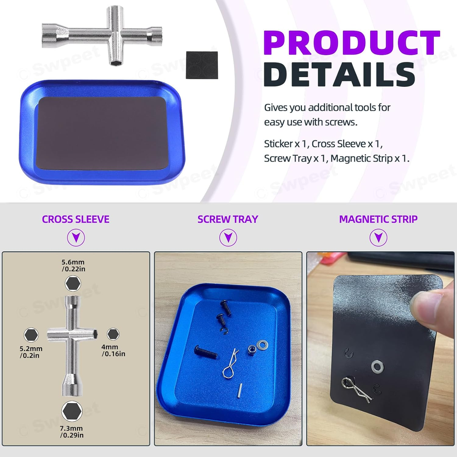 Swpeet 502Pcs Universal RC Screw Kit Screws Assortment Set, Hardware Fasteners Compatible with 1/8 1/10 1/12 1/16 Scale RC Cars, Includes M3&M4 Screws(Flat, round Head, Hex Drive), Flat Washers, Pins image number 2