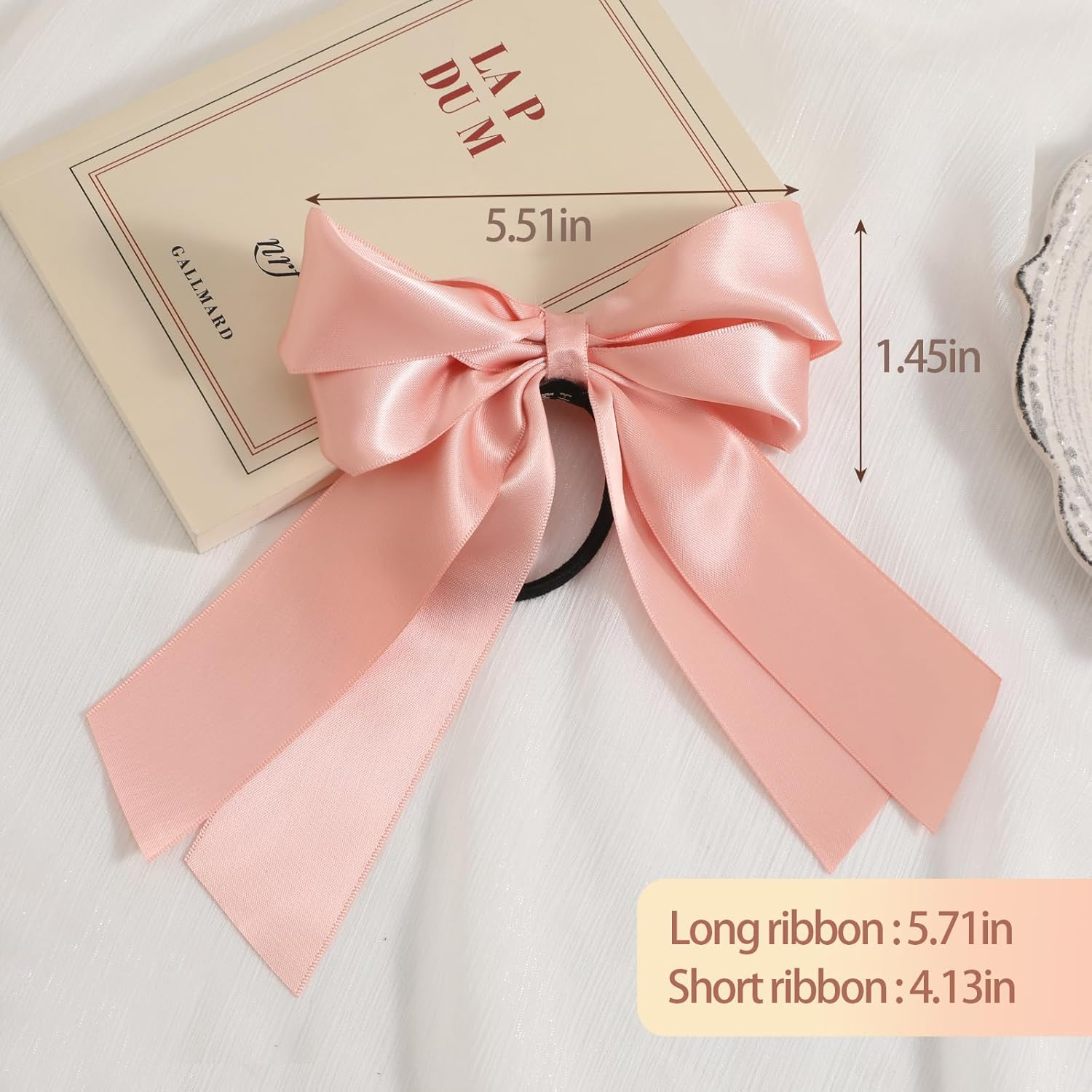 Yougeigy 6PCS Bow Hair Ties, Satin Hair Ribbon, Ribbon Hair Bows for Women Girls, Elastics Hair Scrunchies for Thick Thin Hair, Brown Hair Accessories image number 1