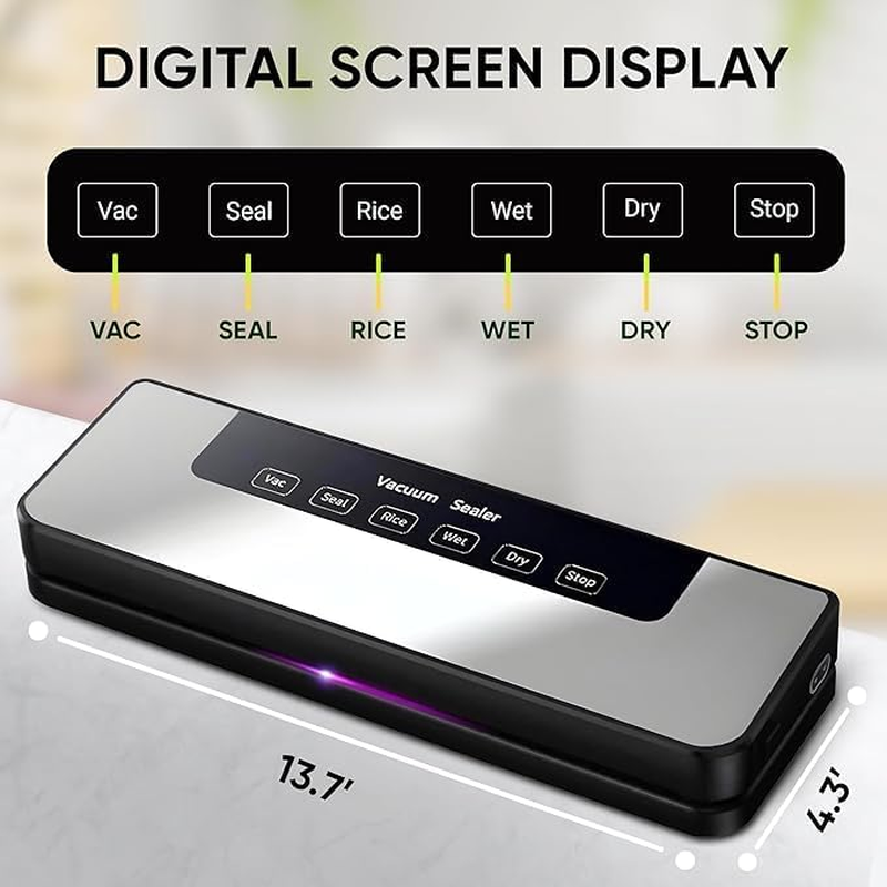 Vacuum Sealer Machine Automatic Powervac Air Sealing Machine for Food Preservation Dry & Moist Sealing Modes Food Sealer Machine Removable Design (Include 10 PCS Vacuum Sealer Bags) image number 1