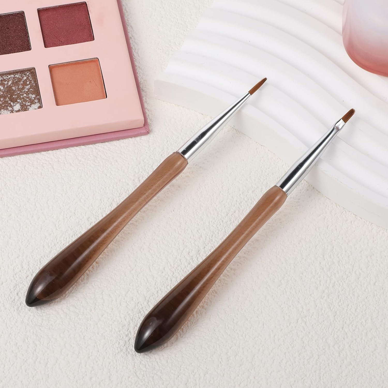 COMNICO 2PCS Nail Art Brushes, Flowers Drawing Pen Versatile Nail Drawing Pen Nailtools Dual End Nailpen Brush Acrylic round Flat Painting for Petals Leaves and Intricate Art Designs