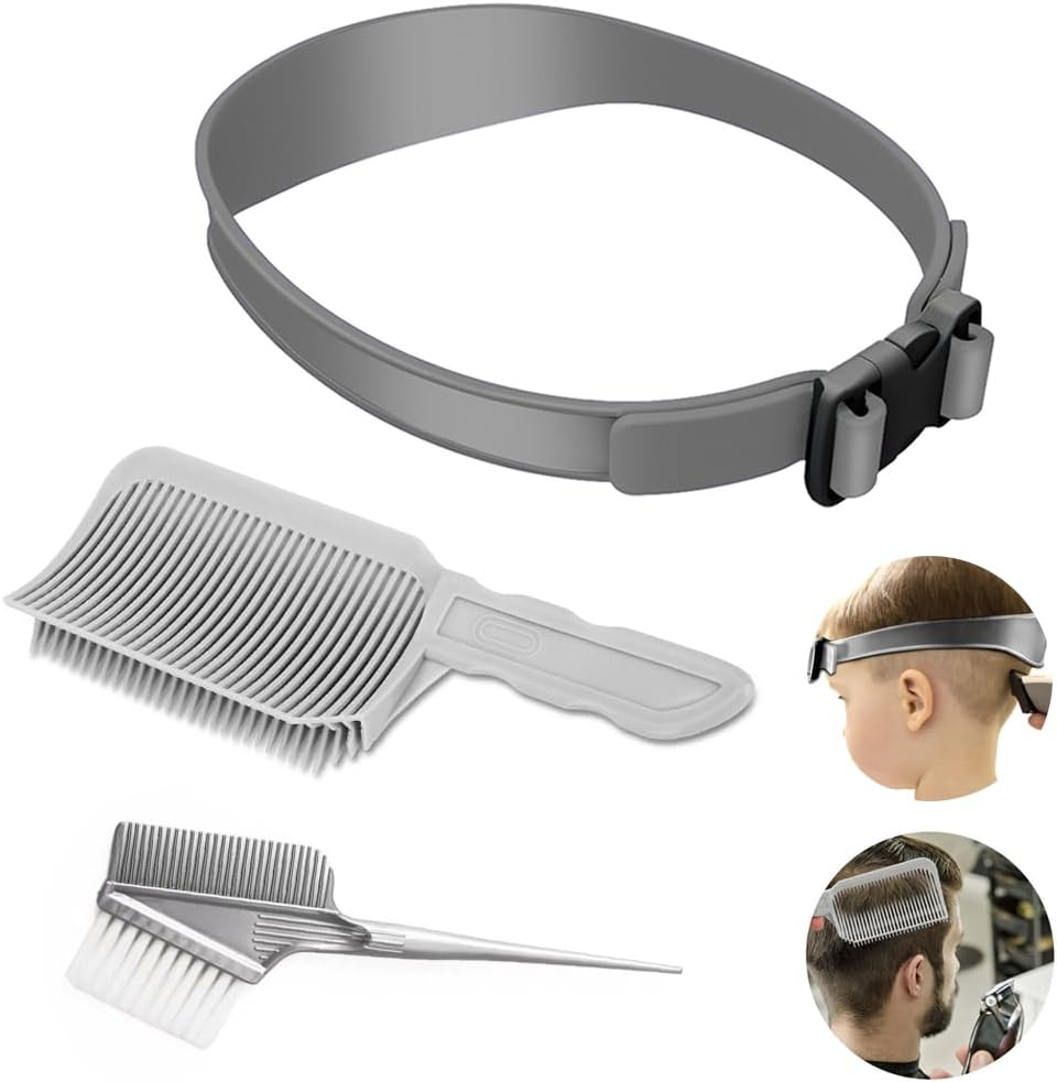 Youery Pack of 3 Barber Comb for Men, Hair Cutting Comb, Hair Cutting Set, Silicone Haircut Band, Professional Curved Positioning Comb, Hair Dye Comb, Hair Cutting Aid image number 2