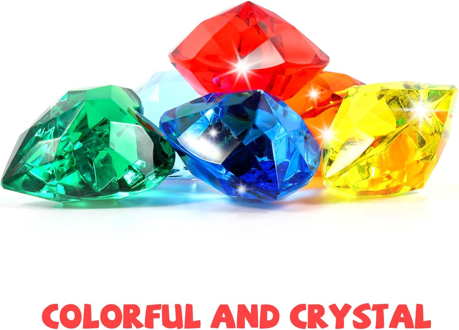 Niceup 30Pcs Diamond Gems Kids Princess Mermaid Pirate Party Favors Treasure Toys, 1.57In Fake Jewels Plastic Gemstones for Easter Eggs Filler Basket Stuffers, Hunt Hide Seek Toys, Diving Pool Toys image number 5