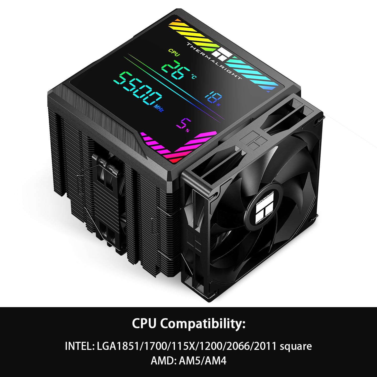 Thermalright Peerless Assassin 140 Digital Black CPU Cooler, Double Towers and Double Fans Cooling, CPU Air Cooler, ARGB Digital Screen Top Cover, for Am4/Am5,Intel LGA1851/1700/115X/1200/2011 image number 1