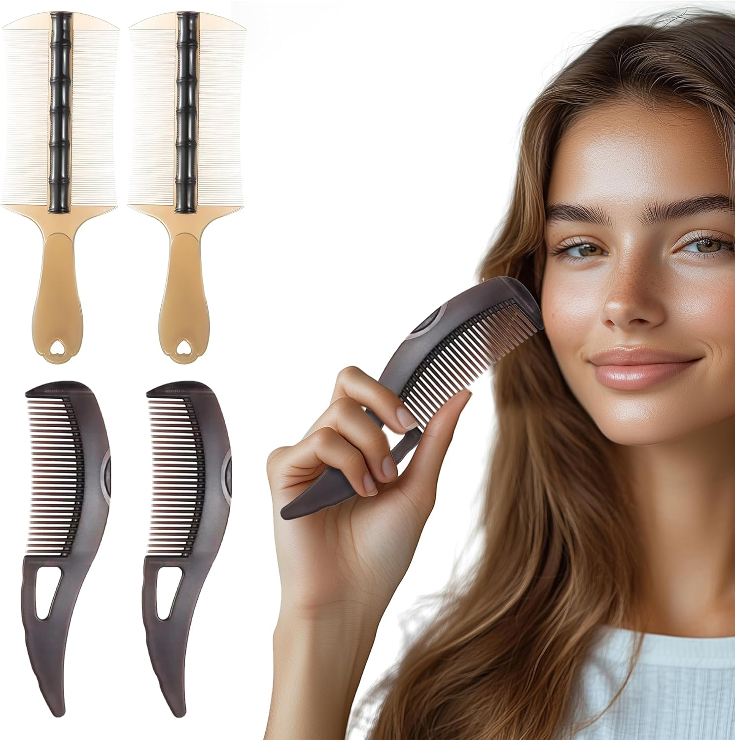 Pack of 4 Dandruff Comb, Detox Comb, Hollow Tooth Scalp Comb, Dandruff Massage Comb, for Healthy Hair, for Men and Women image number 4