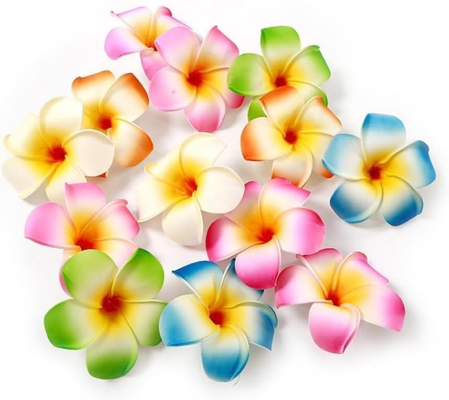 10 Pcs Multicolor Hawaii Plumeria Flower Clips Hawaiian Flower Hair Barrettes Beach Party Hair Clips Artificial Tropical Flower Hair Accessories (7Cm) image number 5