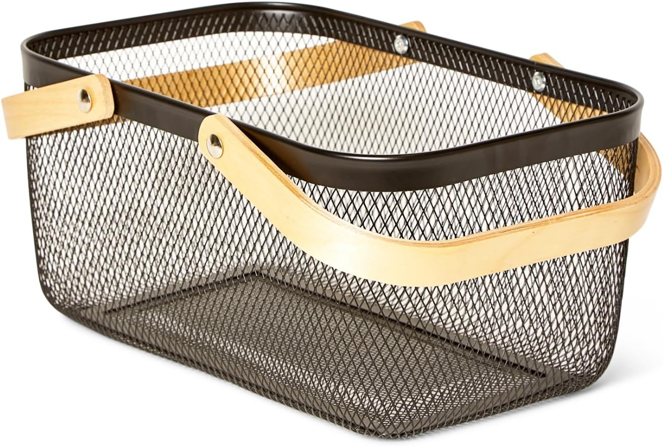 Blissful Little Home Mesh Storage Basket Set of 6 &ndash; Metal Wire Organiser Bins with Handles, Durable Powder-Coated Black Baskets for Pantry, Kitchen, Laundry and Home Organisation image number 2