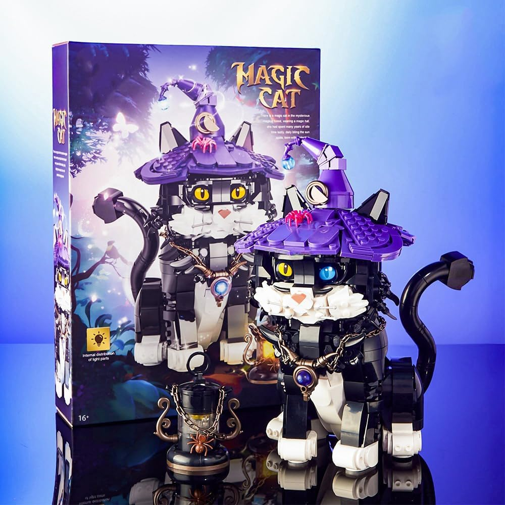 Pasyru Magic Cat Building Blocks Toy Kit, 1128 Pieces Clamping Blocks Modular Toy Model, DIY Creative Architecture Model Kit, Gift for Children and Adults image number 4