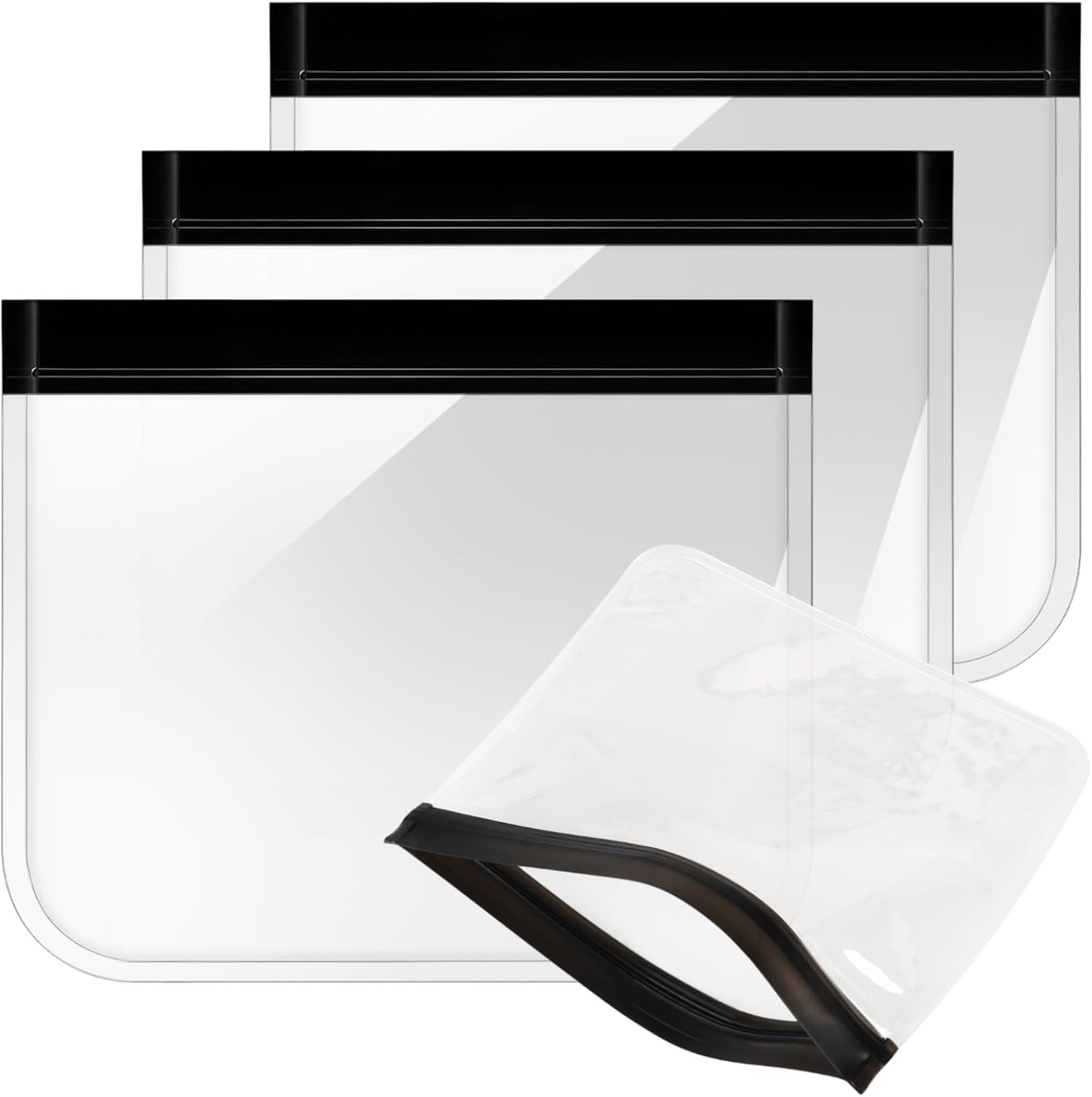 3 Pcs Clear Travel Toiletry Bag, TSA Approved Toiletry Bag with Waterproof & Leakproof Seal, PEVA Clear Matte Cosmetic Organiser for Carry-On Compliance, Airline Security Friendly Toiletries Pouch Set image number 4