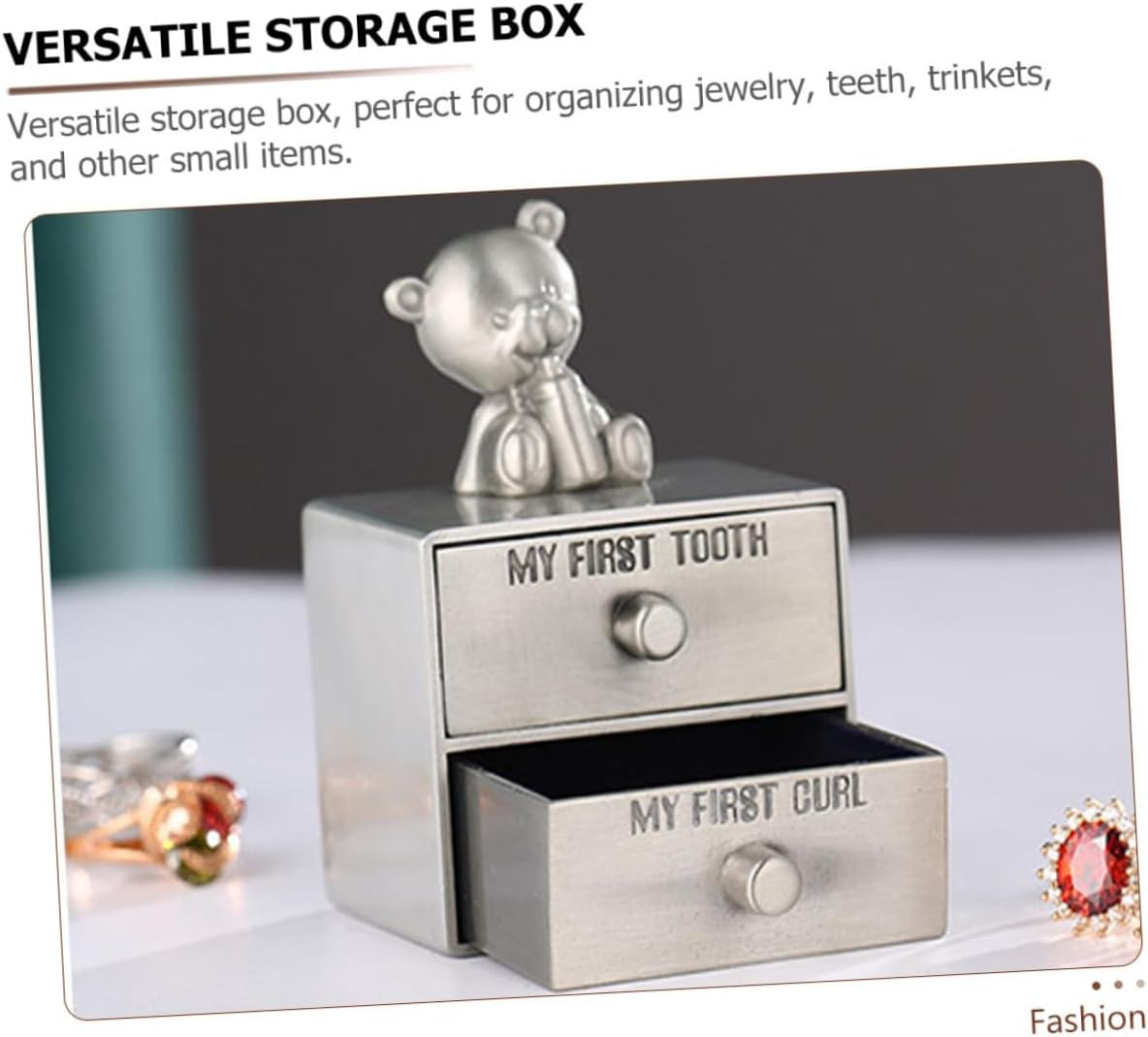 2Pcs Tooth Keepsake Box First Tooth and Curl Holder Unique Double Design for Boys Sturdy Structure Meaningful Storage for Precious Memories image number 1