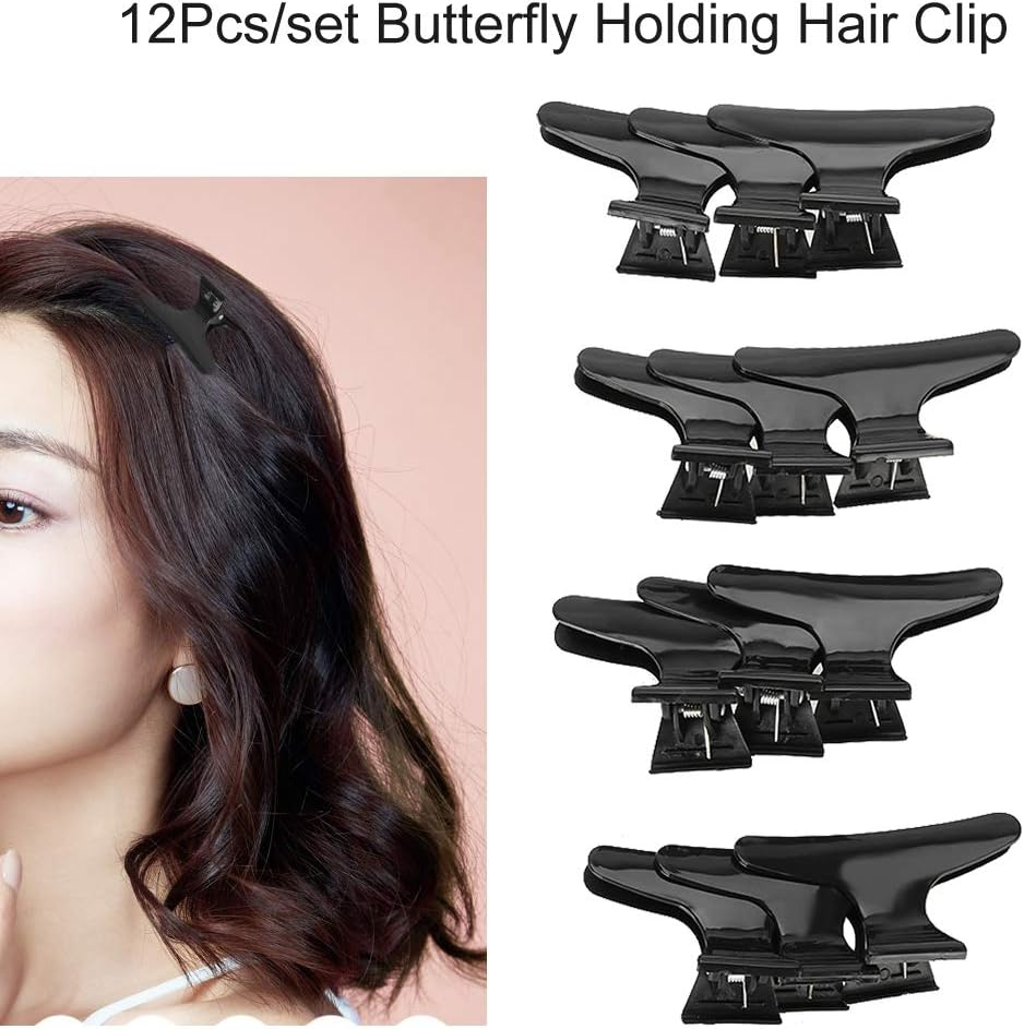 12 Pcs/Set Hairdressing Clips, Black Butterfly, the Hair Clip Hair Section Claw Clips Hairdressing Tool image number 6