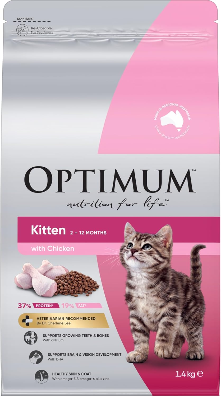 Optimum Kitten Chicken Dry Cat Food, 1.4 Kg (Pack of 4) image number 5