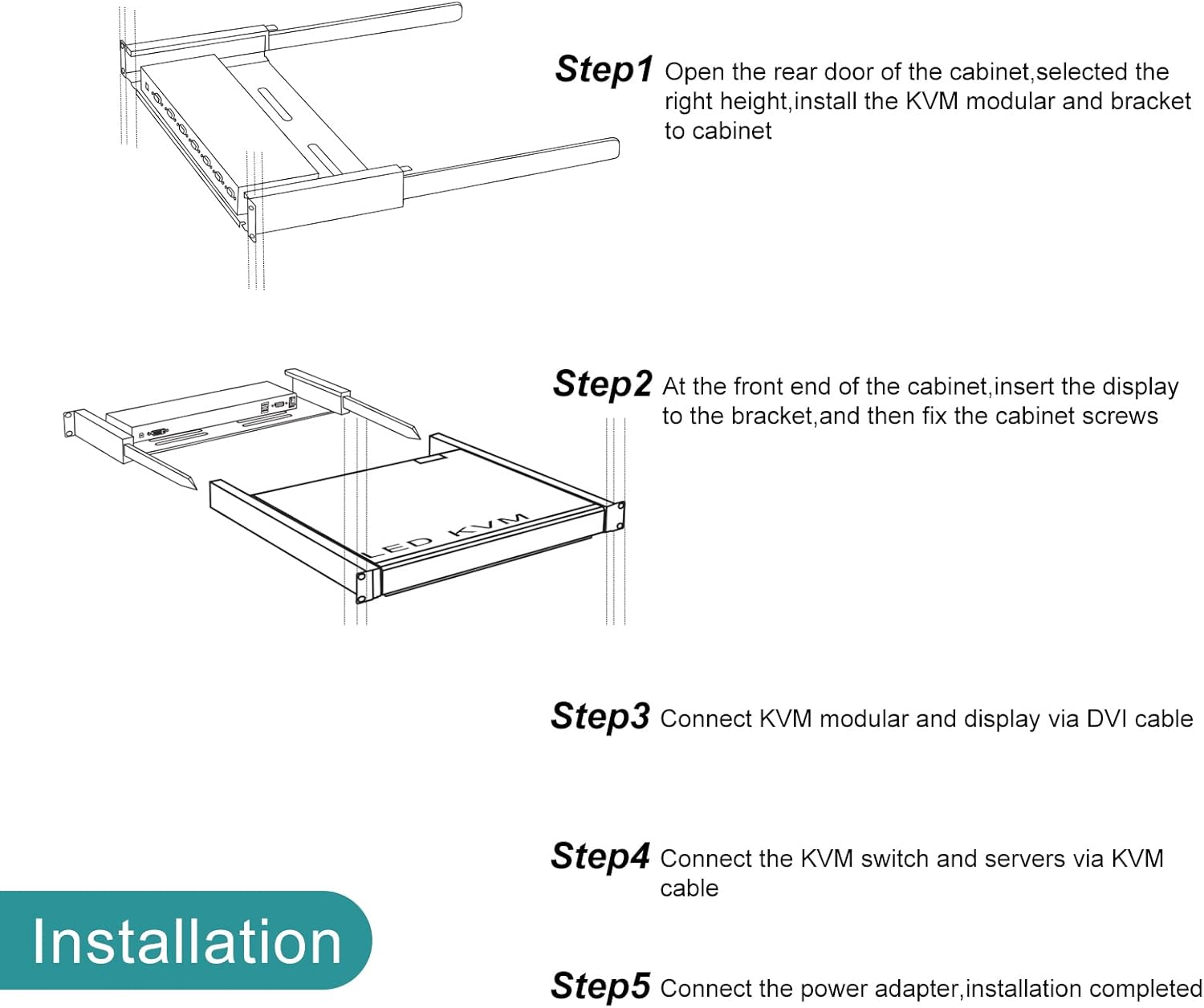 MT-VIKI Rack Mount KVM HDMI with 17.3'' LCD Monitor, 1080P Support Osd/Hotkey, Included 8 KVM Cables+Keyboard + Touchpad, Fit 1U 19'' Rack