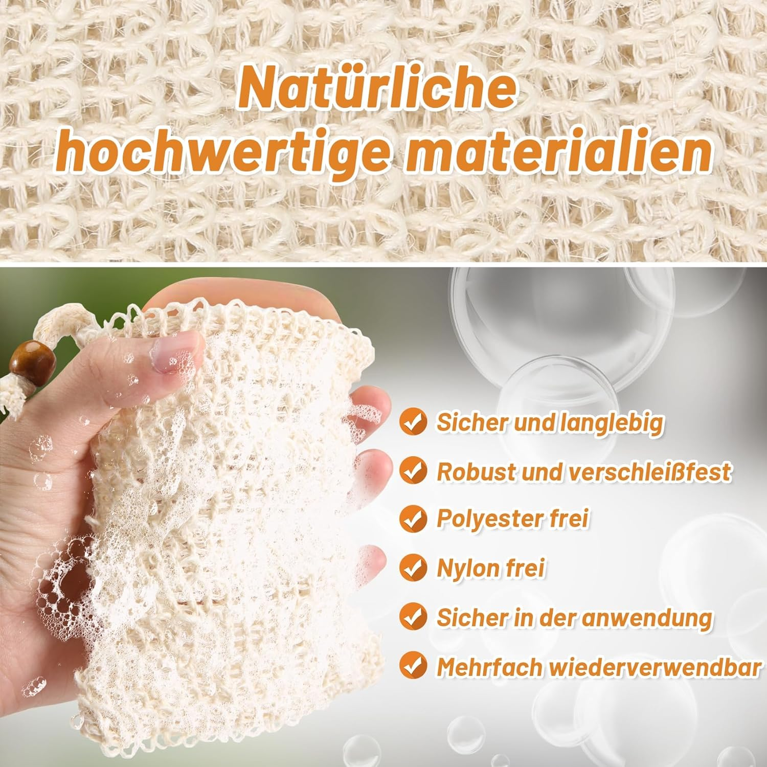 Spacesea Soap Exfoliating Bag Natural Sisal Soap Bag Zero Waste Mesh Bar Soap Saver Bag with Drawstring for Shower (40 Pack) image number 3