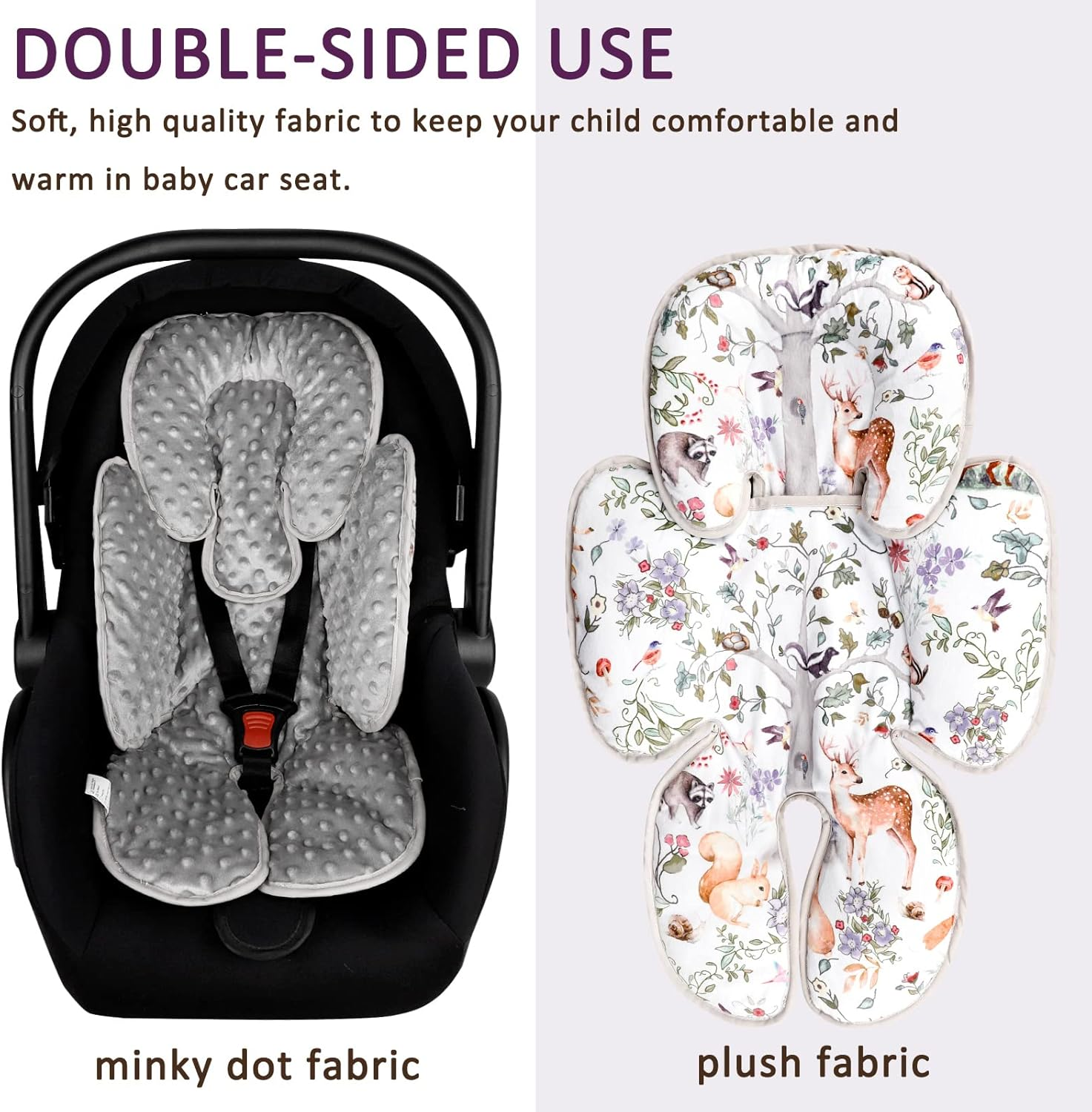 2-In-1 Infant Car Seat Insert for Newborn, Car Seat Head Support Baby Girls Boys, Extra Soft Preemie Carseat Head Support Cushion Pillow for Baby Car Seats, Strollers, Bouncers image number 2