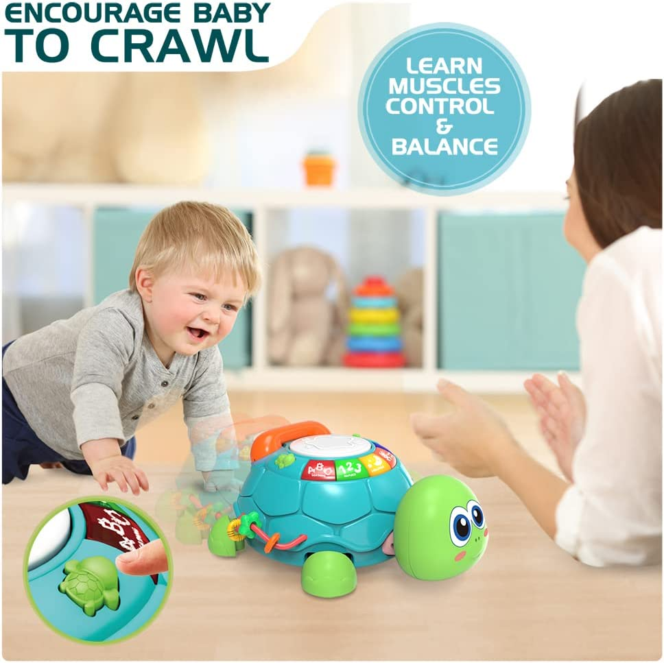 Baby Toys 6 to 12 Months, Musical Turtle Crawling Baby Toys for 12-18 Months, Early Learning Educational Toy with Light & Sound, Birthday Toy for Infant Toddler Boy Girl 7 8 9 10 11 Month 1-2 Year Old image number 1