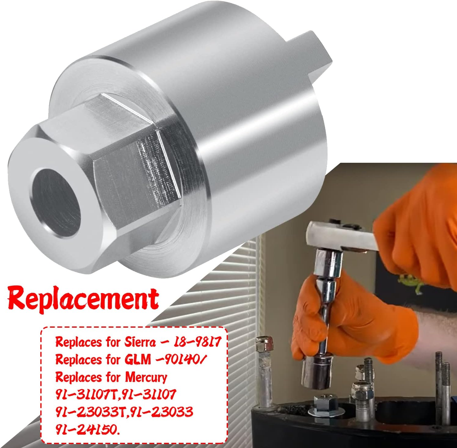 91-31107T Shift Shaft Bushing Tool and 91-43506 Drive Shaft Bearing Removal and Installation Threaded Wrench Tool Fit for Mercury Outboard image number 6