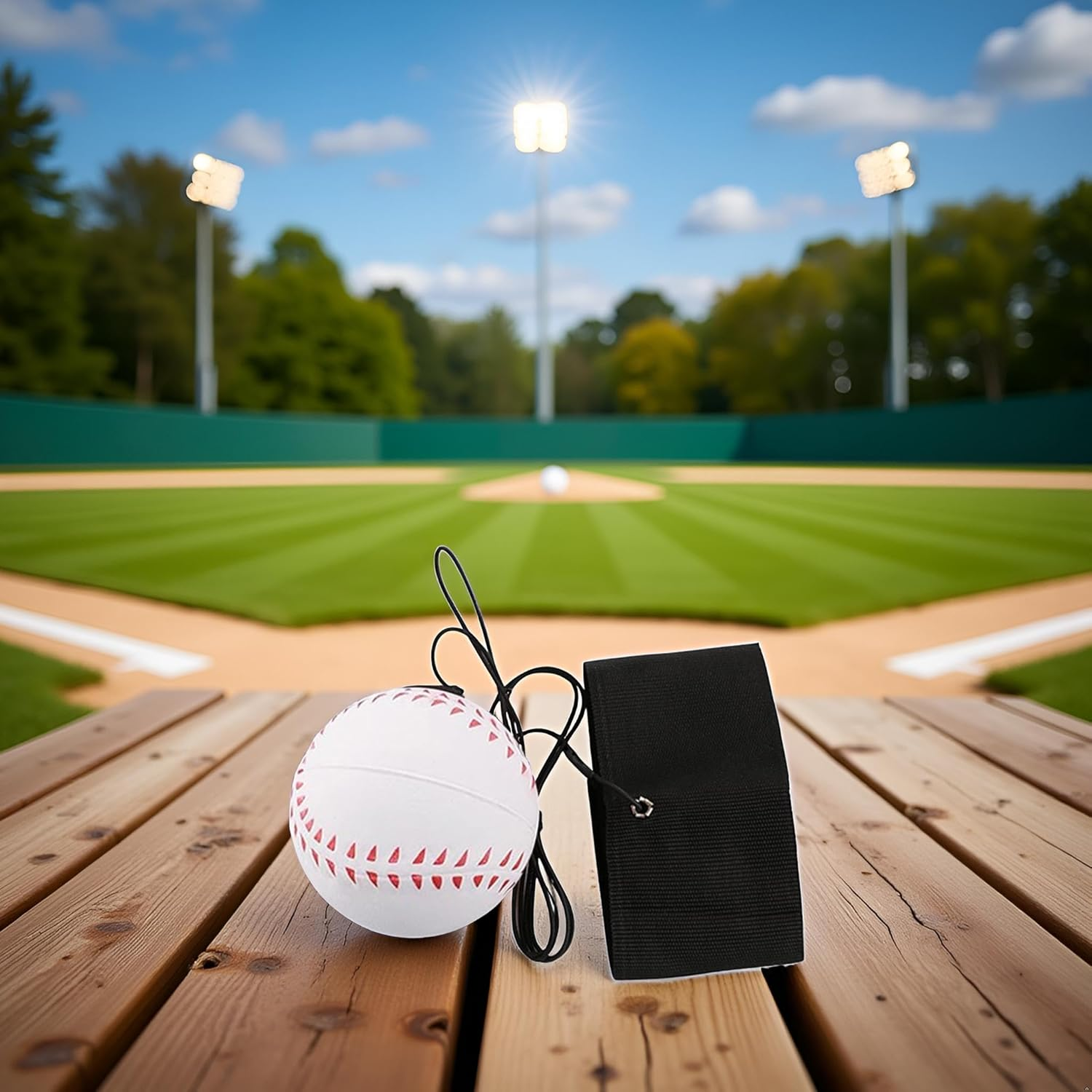 White Rubber Rebound Bouncy Wristband Balls,2.36 Inch Sports Wrist Balls on a String,Wrist Motion Return Ball on Elastic String for Wrist Exercise or Play,Ball Pits and Accessories(Tennis, Baseball) image number 5