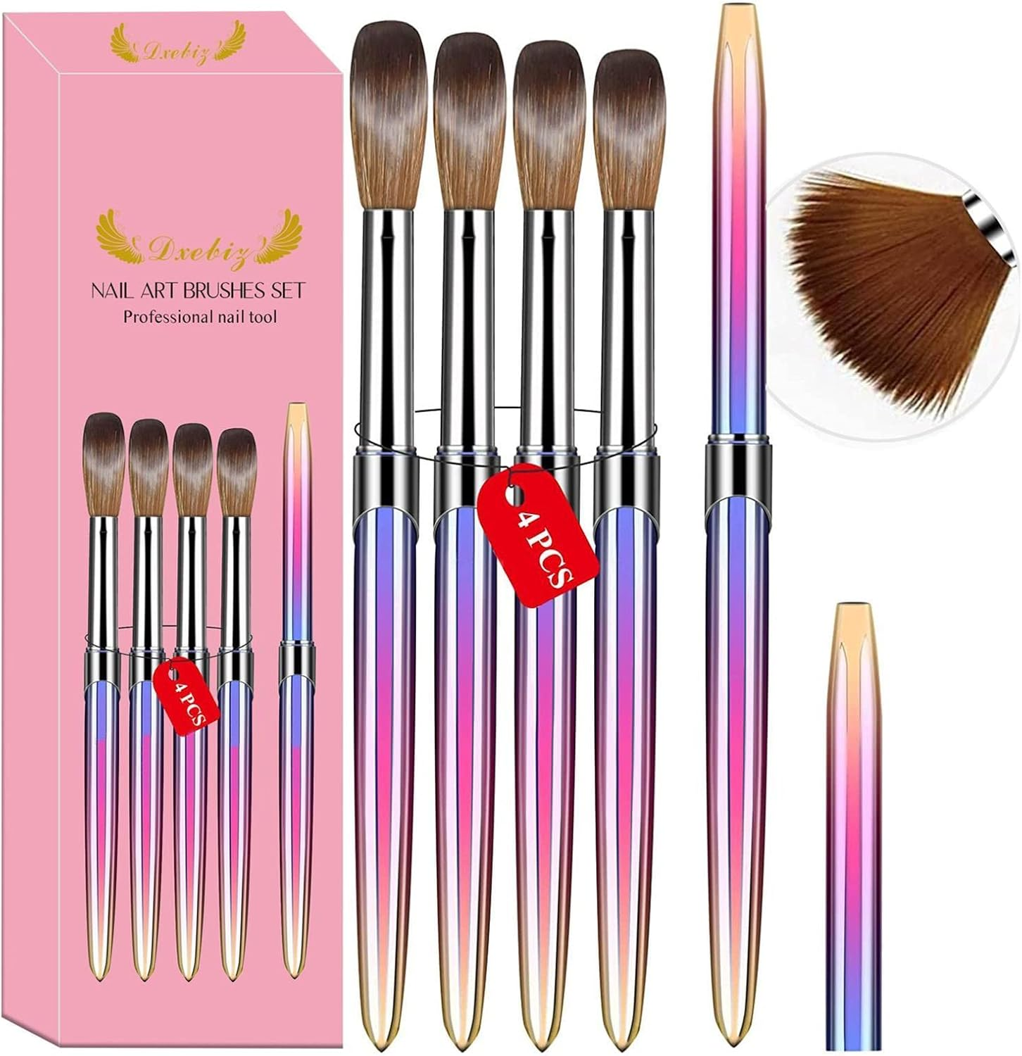 Gradient Nail Brushes Set - Nail Brushes Set for Acrylic Application Nail Drawing Art Brush | Acrylic Application Nail Extension Carving Nail Salon Home Xifeng image number 4
