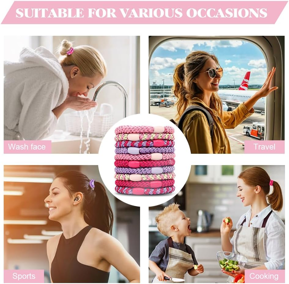 HMCEY Pack of 10 Women'S Hair Bobbles Scrunchies Colourful Tie Hair Elastics Ponytail Holder Hair Bands Multicoloured Suitable for All Hairstyles image number 4