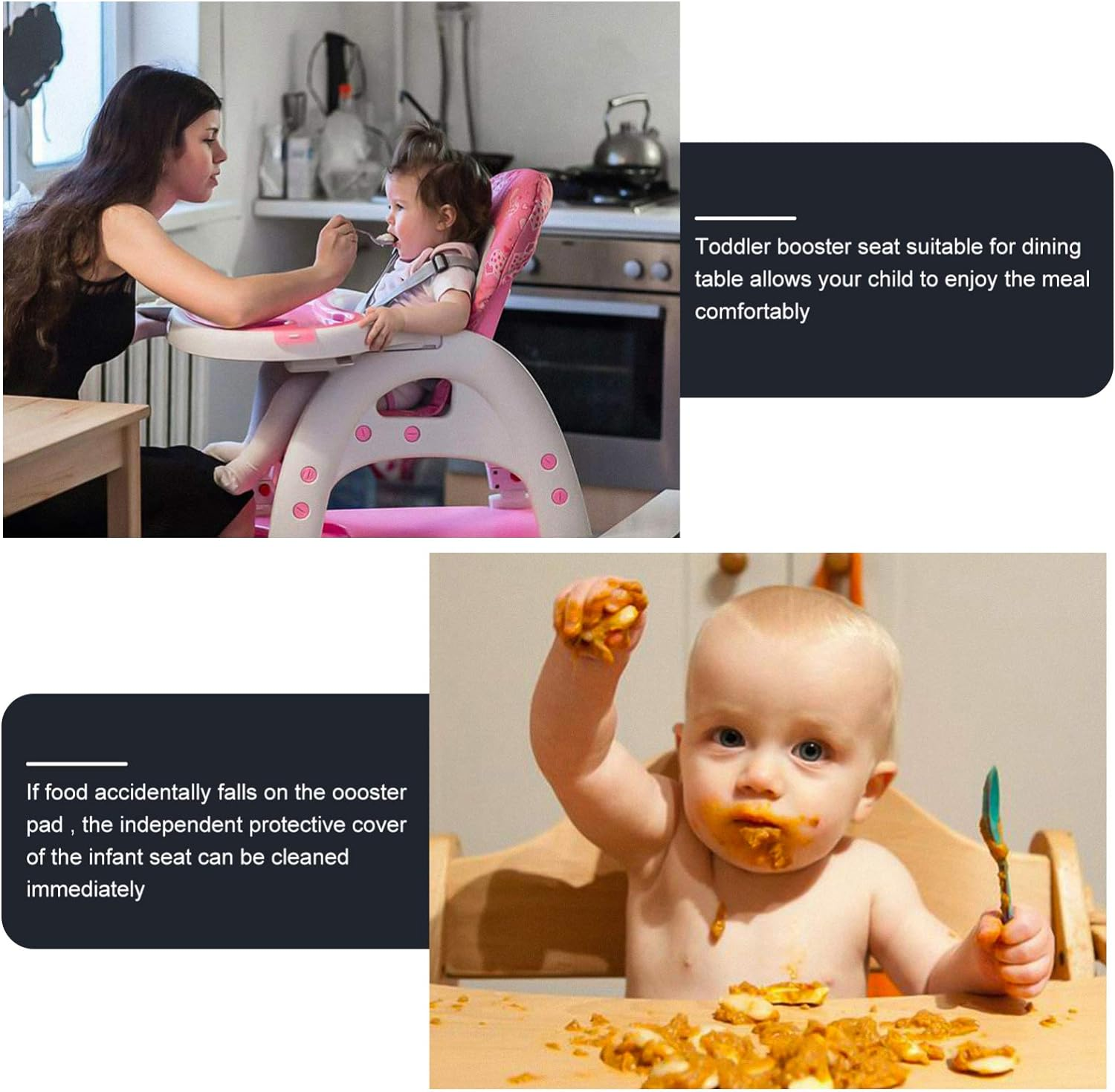 Jojofuny Toddler Booster Seat Cushion Elephant Pattern Baby Dining Chair Heightening Cushion Square Seat Pad Highchair Washable Chair Pad with Strap for Toddlers Kids Infant image number 4