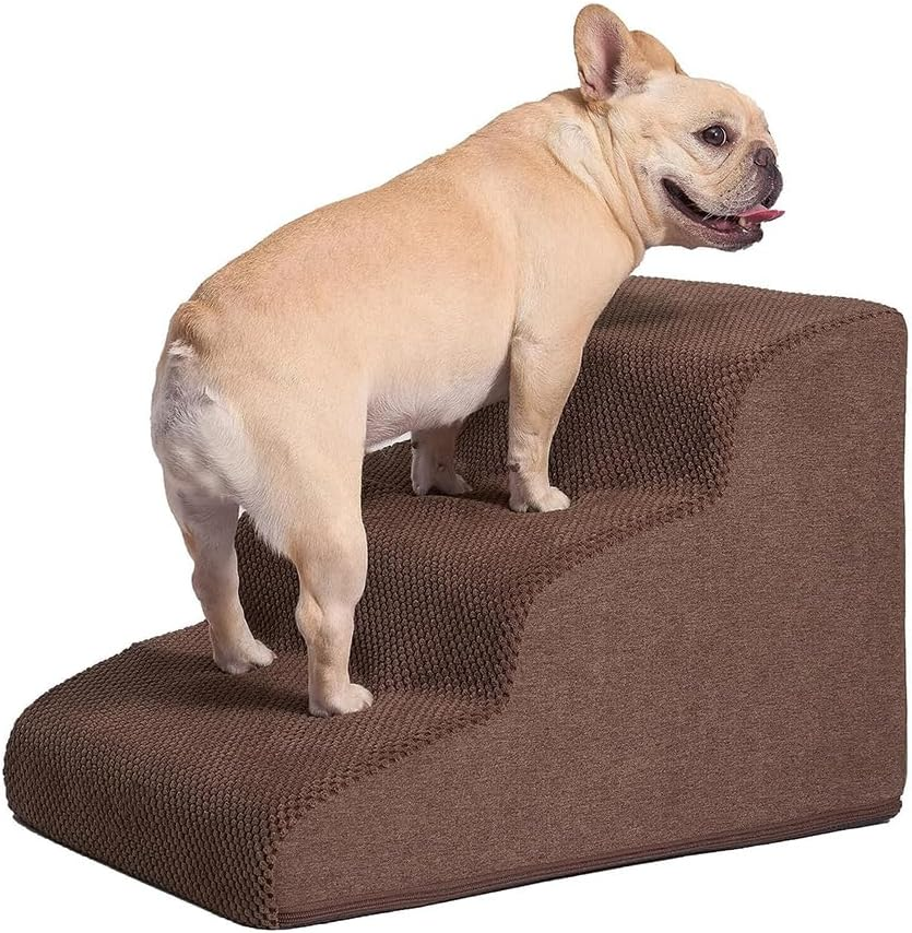 Sturdy Dog Stairs and Ramp for Beds or Couches Pet Stairs High Density Expand Foam, Pet Ramp with Washable Cover image number 1