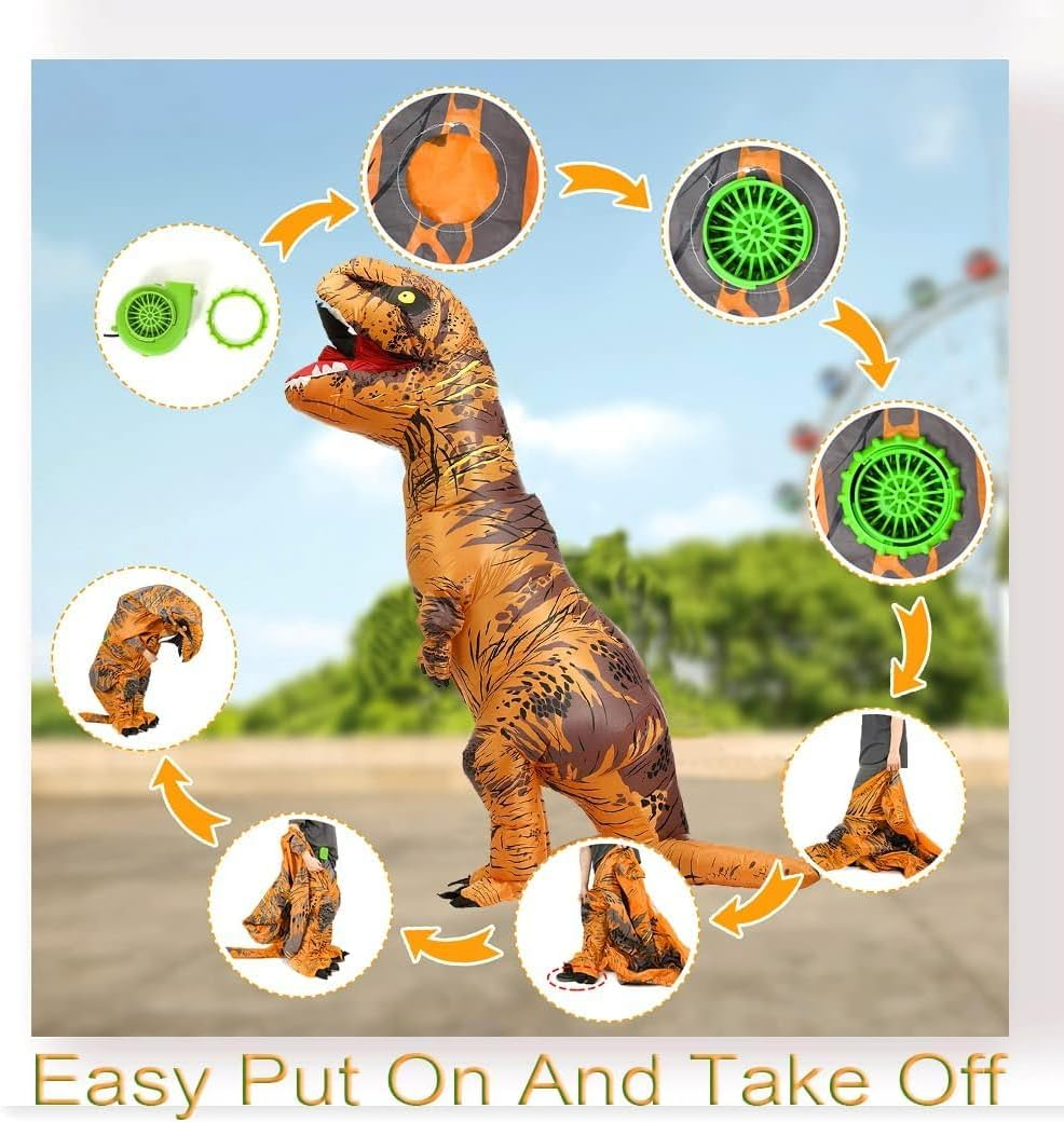 Inflatable T-Rex Costume, Dinosaur Costume for Adults Funny Cosplay Halloween Fancy Dress for Partys, Halloween, Easter,Christmas image number 2
