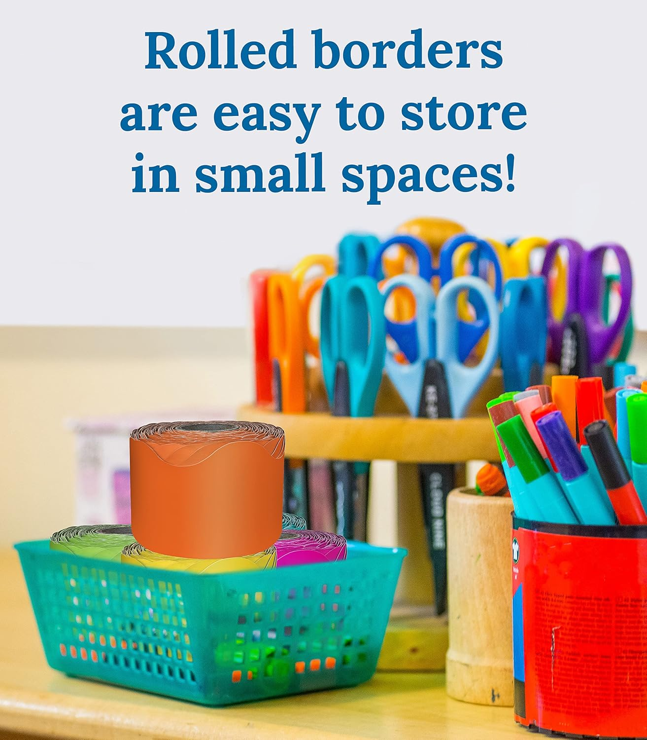 Carson Dellosa 5 Rolls of 325 Ft Scalloped Bulletin Board Borders, Orange, Yellow, Lime Green, Hot Pink, Teal Classroom Borders for Bulletin Board & Classroom D&eacute;cor, 65 Ft per Bulletin Board Trim Roll image number 4