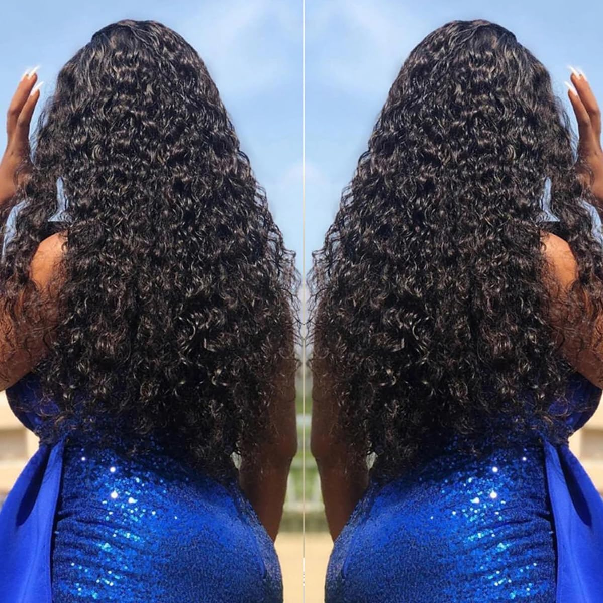 Deep Wave Curly Lace Front Wig Long Black Curly Wig Synthetic Glueless Lace Front Wigs for Black Women (20Inch) image number 5