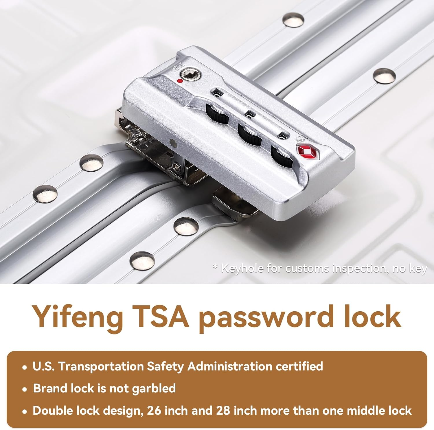 ROAMING Zipperless Luggage, White, 26 Inch Checked Luggage, Zipperless Luggage with Spinner Wheels - Polycarbonate Aluminum Hard Shell Suitcase image number 1