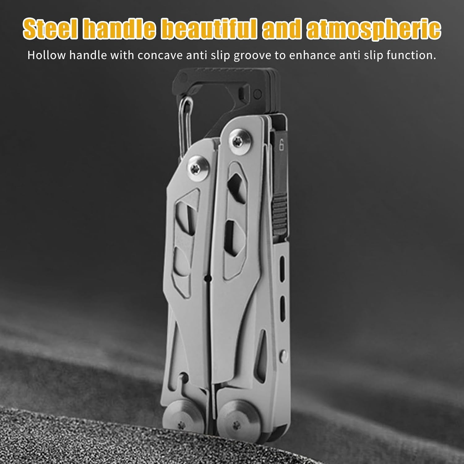 Multitool Pliers and Scissors, 13 in 1 Stainless Steel Portable Foldable Pocket Multi Tool, anti Slip Mini Camping Tool for Screwdriver, Bottle Opener (With Belt Clip) - With Belt Clip image number 3