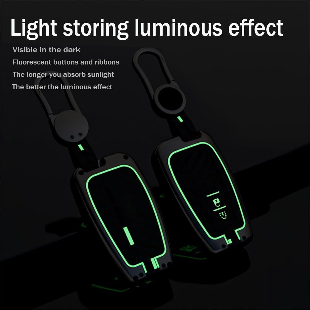 Ontto Luminous Car Key Cover Fit for Toyota RAV4 Camry Prius Prime Avalon C-HR GT86 Highlander Prado Yaris Metal Smart Shell Case Key Holder Keyring Keychain Accessories 2 Buttons Black - 3 Buttons Klaxon-Black image number 4