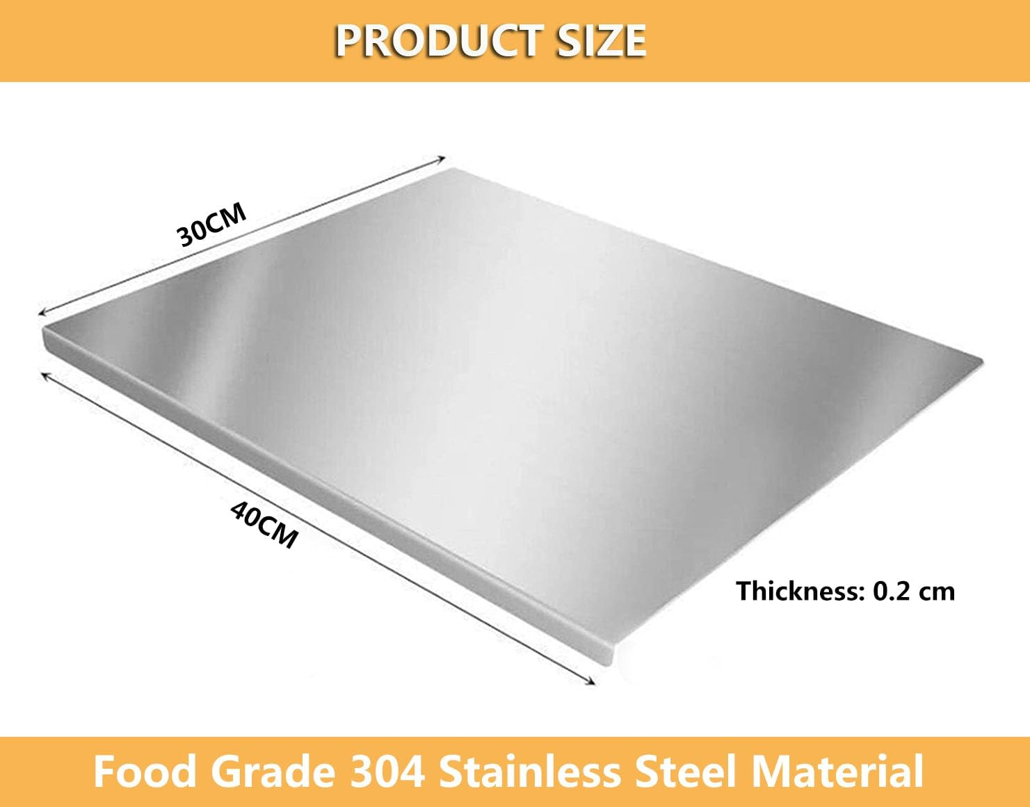 Stainless Steel Cutting Board for Kitchen Counter, Chopping Mat for Meat, Fruits, Vegetables, Bread, Baking and More, Kitchen Essential Gadgets (40X30Cm) image number 5