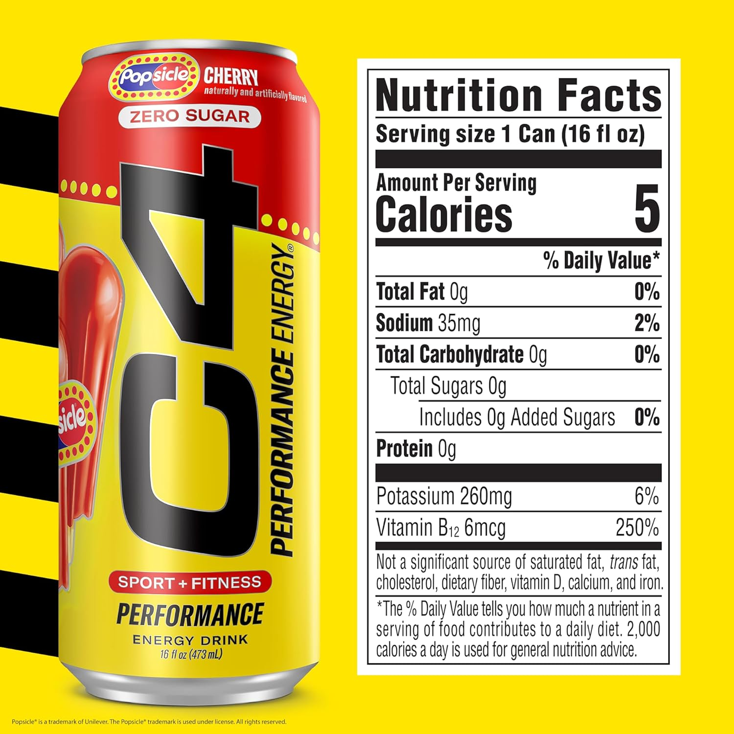 C4 Energy Drink X Cherry Popsicle, Carbonated Sugar Free Pre Workout Performance Drink with No Artificial Colors or Dyes, 16 Oz, Pack of 12 image number 3