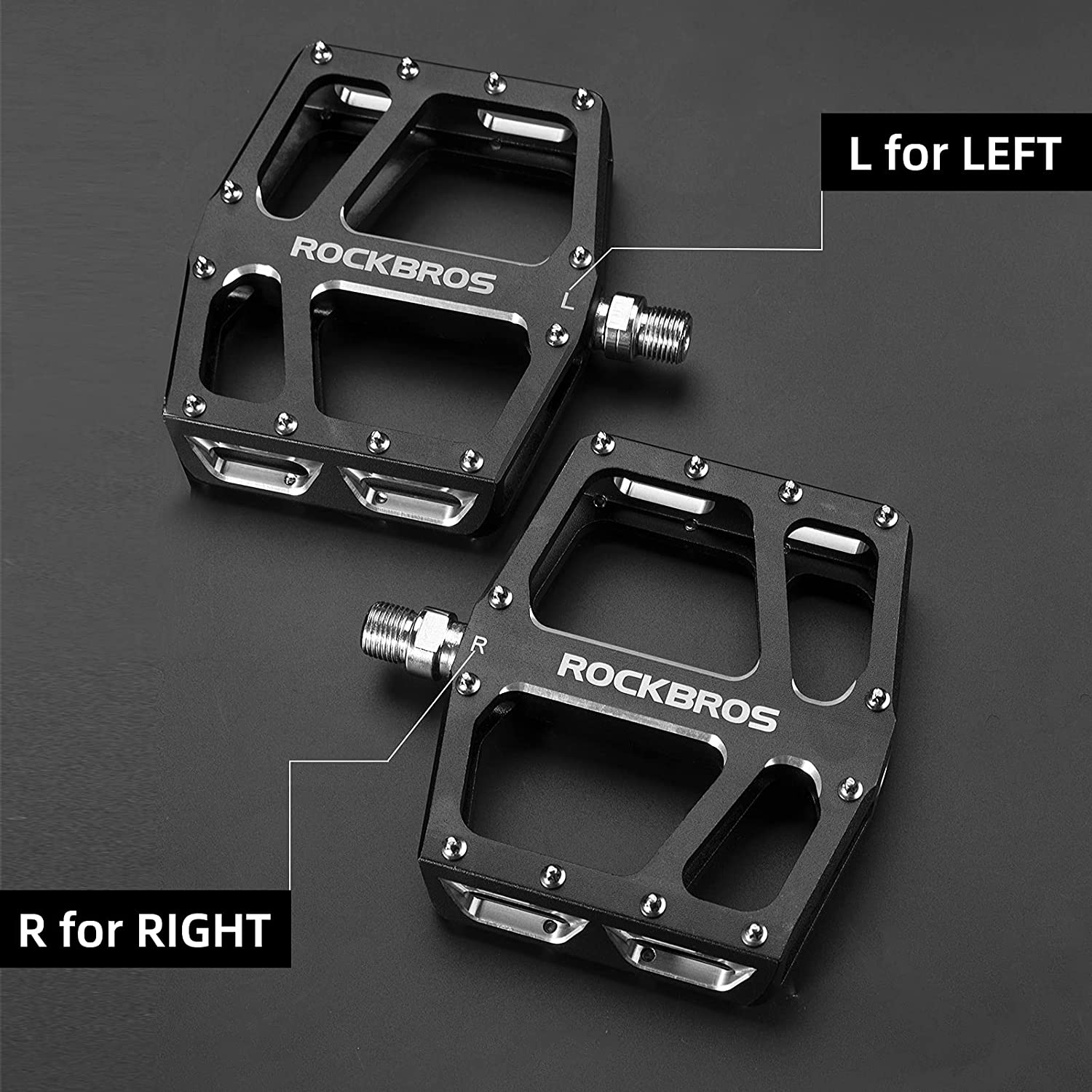 ROCKBROS Mountain Bike Pedals MTB Pedal Aluminum Bicycle Wide Platform Flat Pedals 9/16" Cycling Sealed Bearing Pedals for Road Mountain BMX MTB Bike image number 2