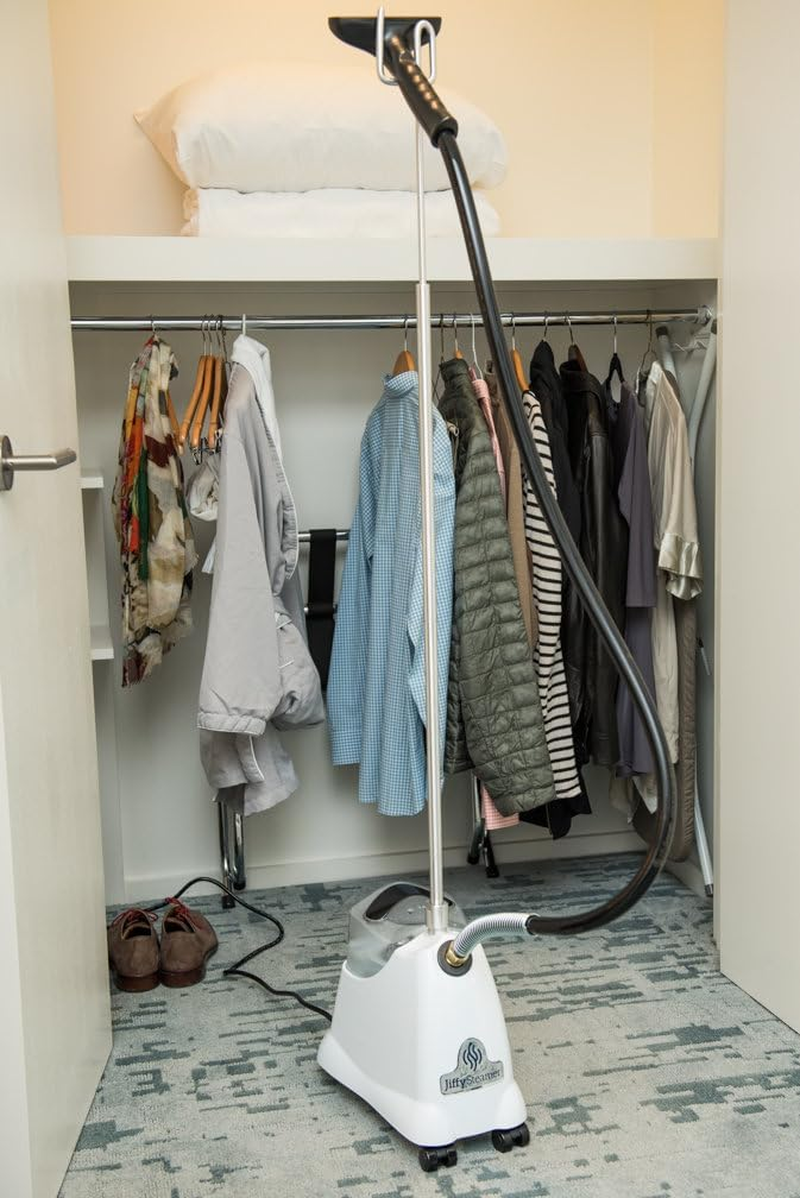 Jiffy Steamer J‑2000 Garment Steamer &ndash; 1300 W, 2 Minute Heat Up, 2.8 L Extra Large Tank, 1.5 Hr Continuous Steam &ndash; Wrinkle Remover for Clothes, Curtains, Tablecloths &ndash; Made in USA image number 2